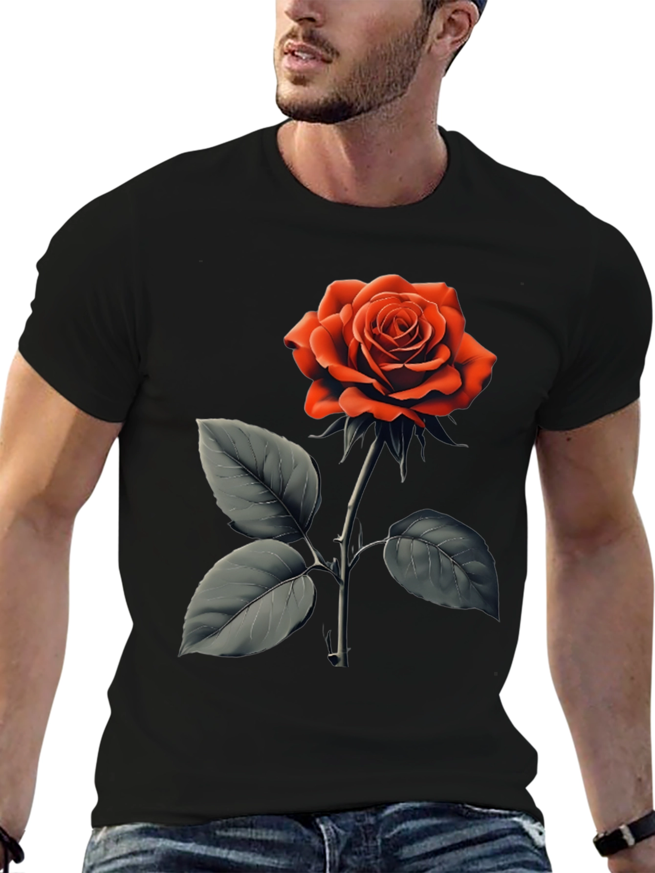 Red Rose Graphic T-Shirt - Classic Floral Design