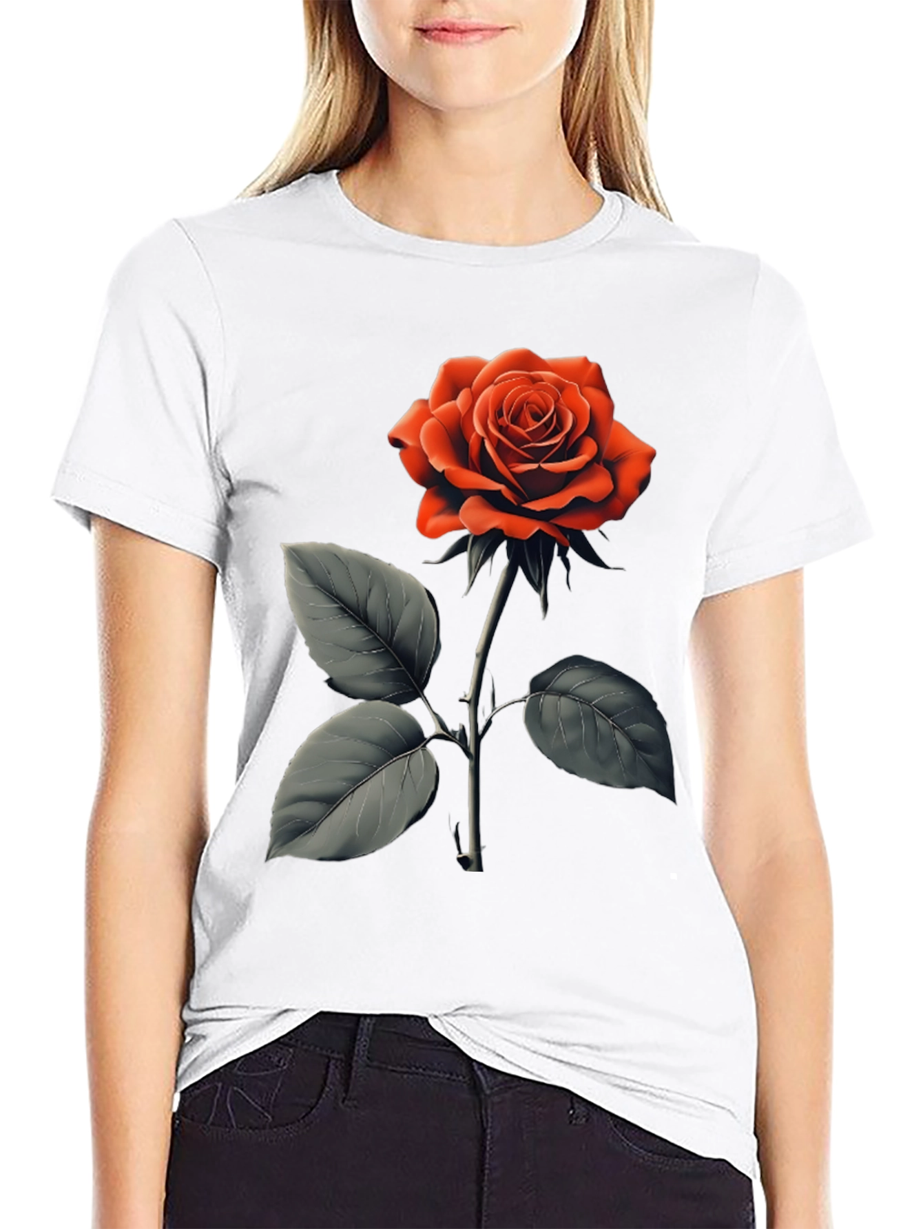 Red Rose Graphic T-Shirt - Classic Floral Design