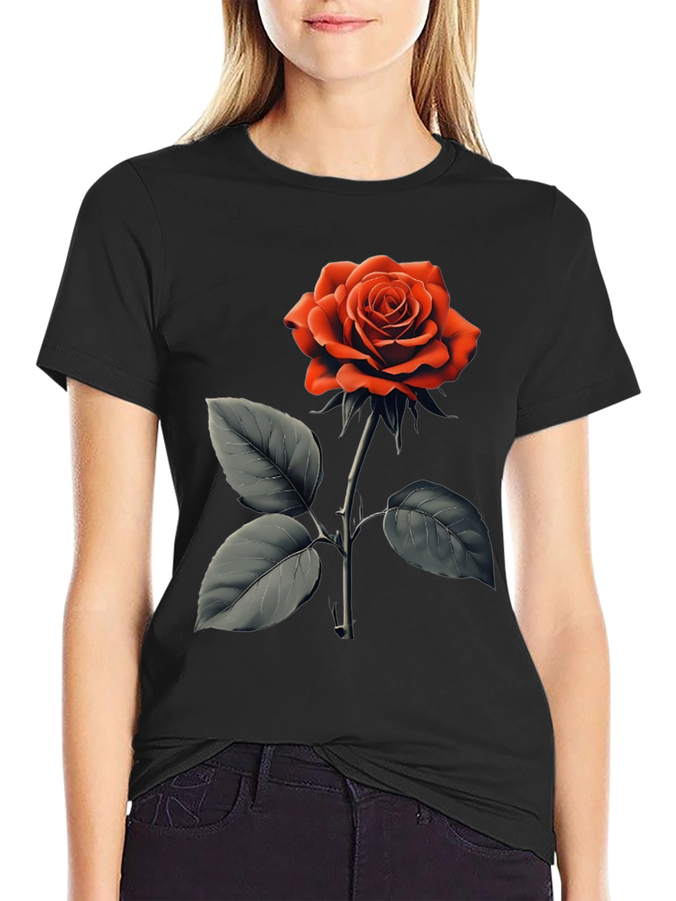 Red Rose Graphic T-Shirt - Classic Floral Design