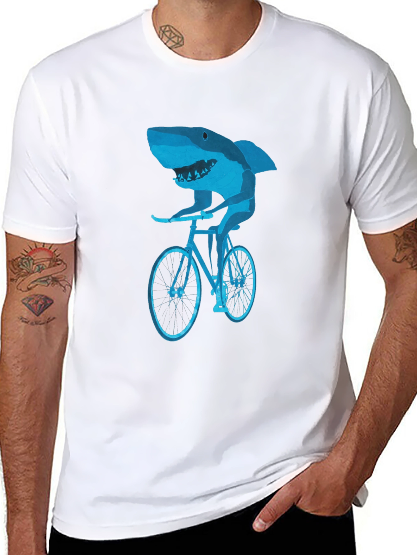 Shark on Bike Graphic Tee - Black