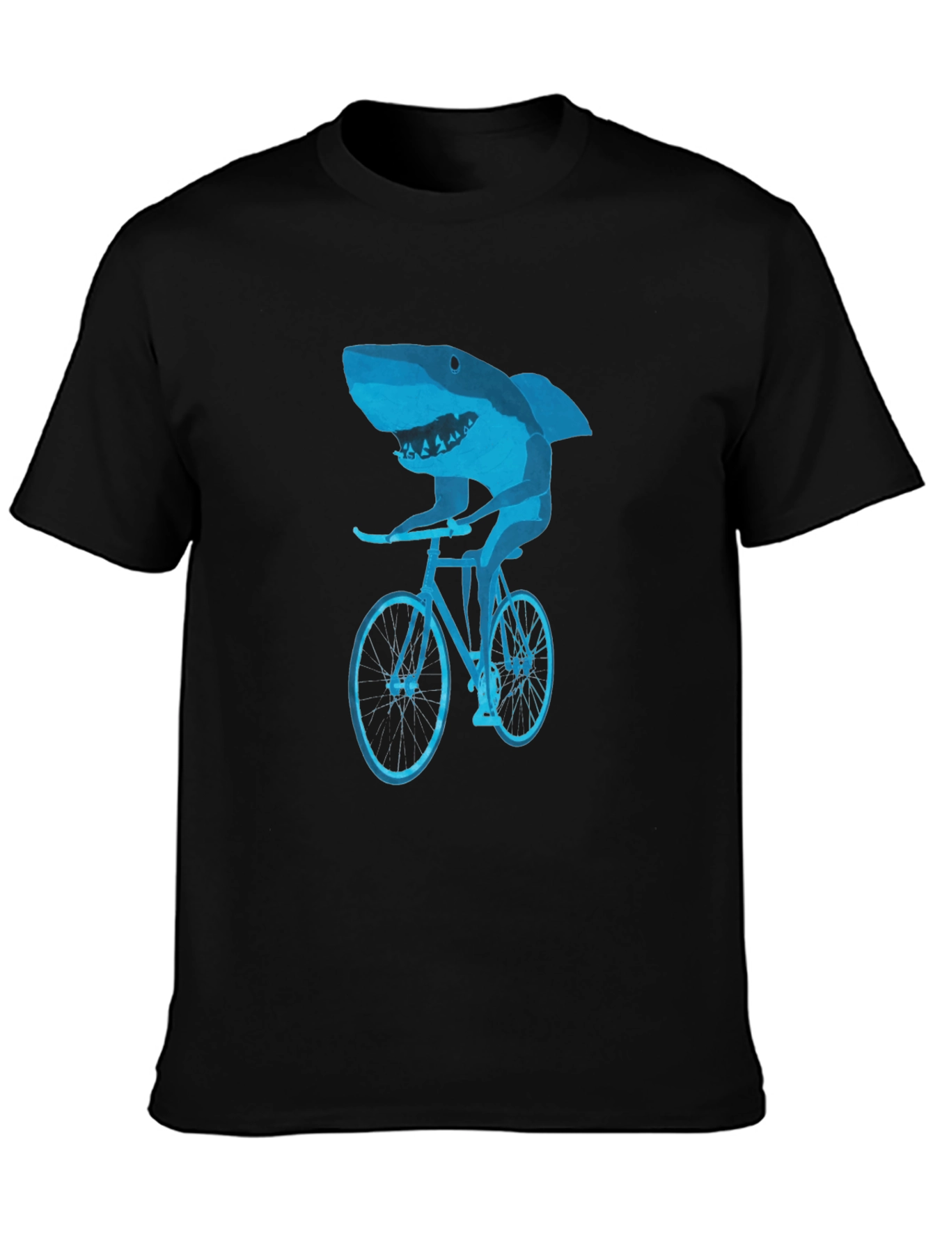 Shark on Bike Graphic Tee - Black