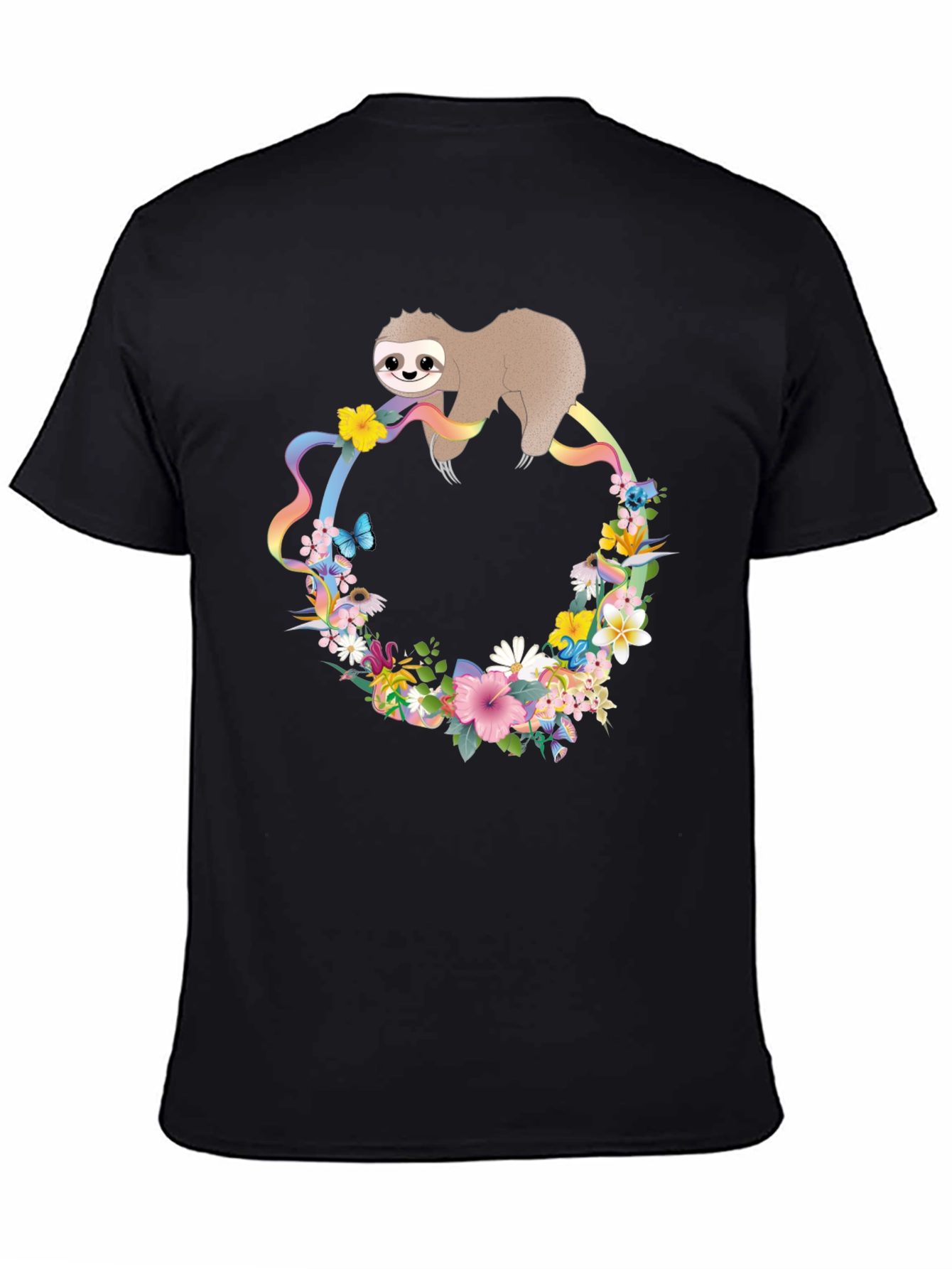 Sloth Floral Rainbow T-Shirt - Unisex
