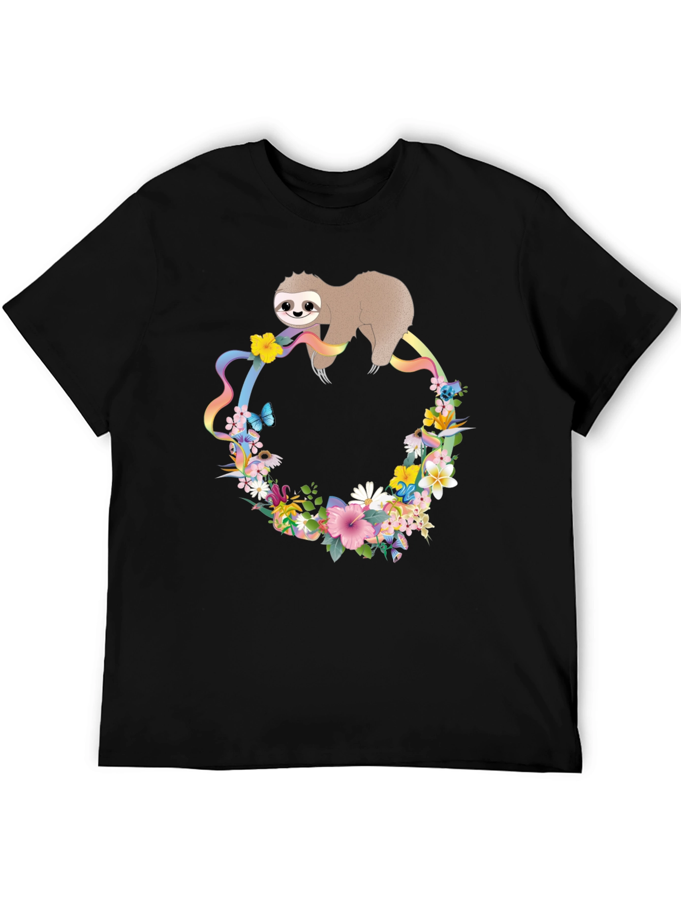 Sloth Floral Rainbow T-Shirt - Unisex