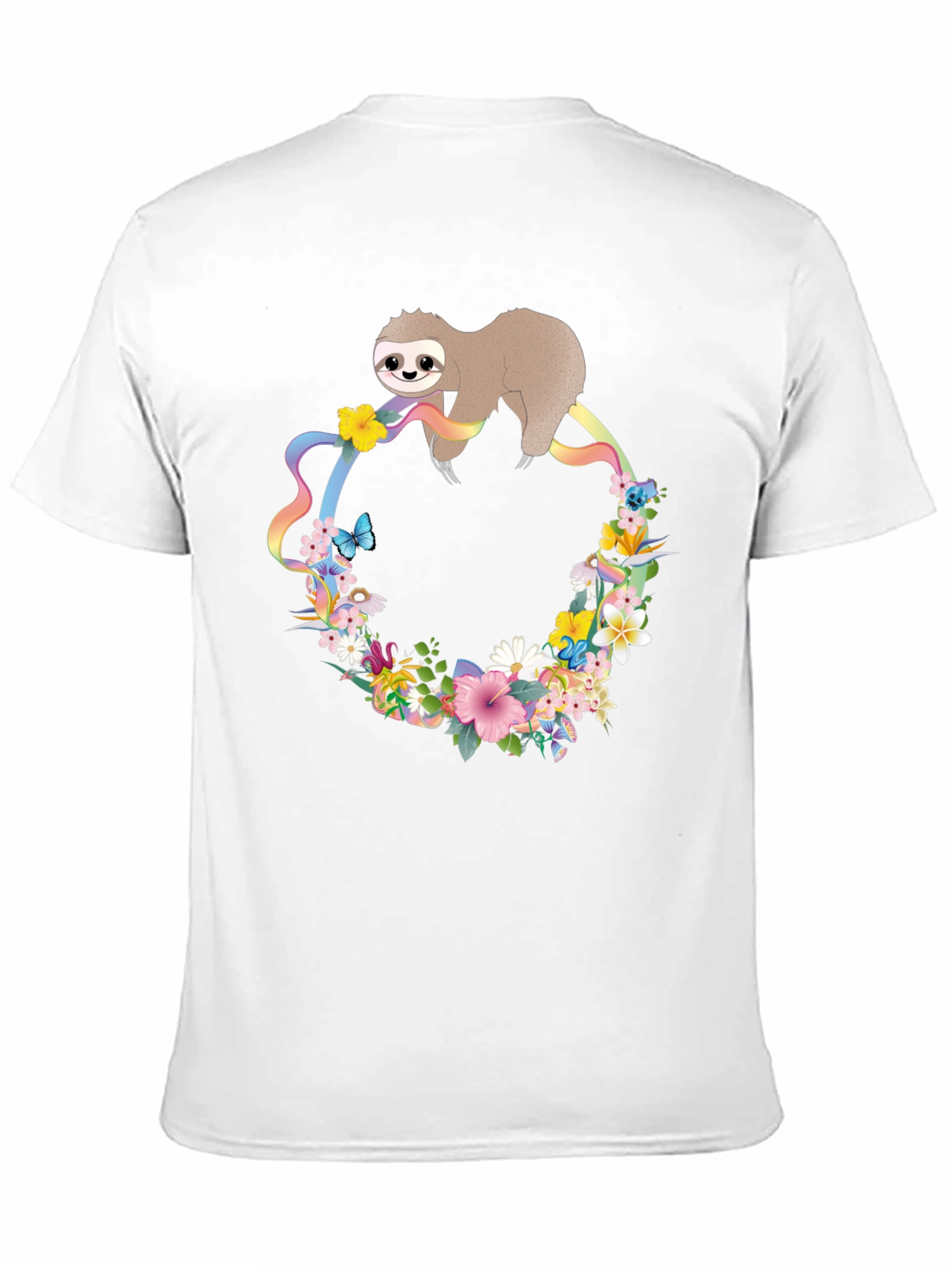 Sloth Floral Rainbow T-Shirt - Unisex
