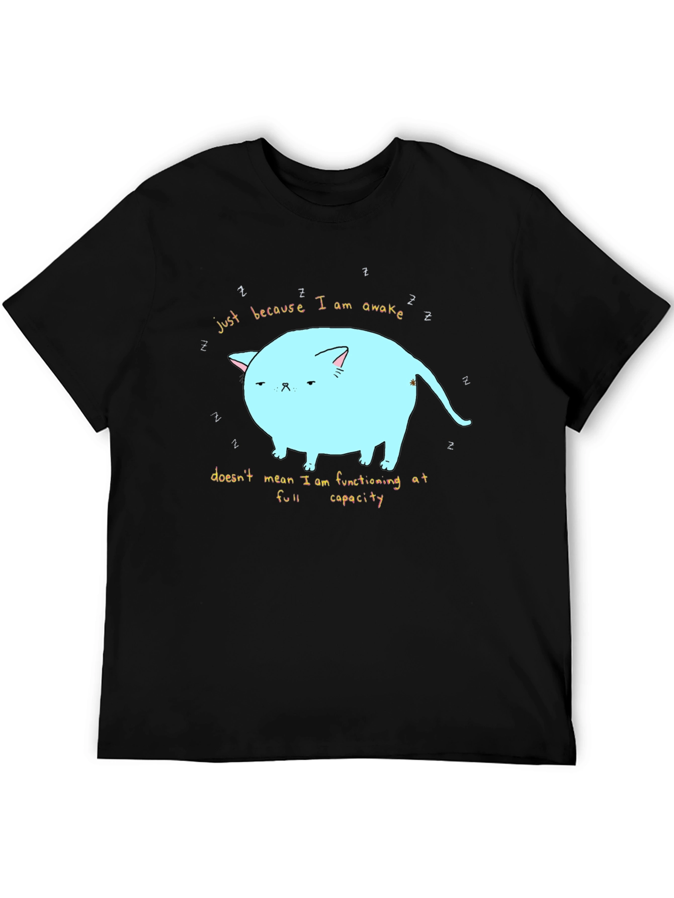 Just Awake Cat T-Shirt - Funny Lazy Cat Tee