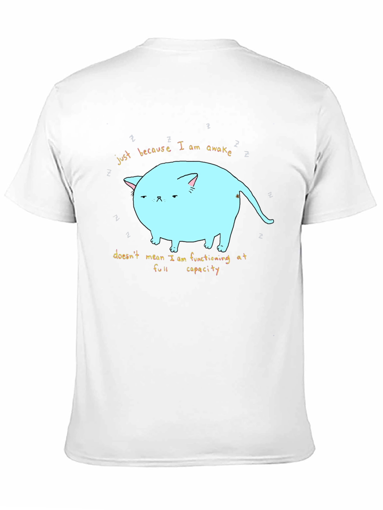 Just Awake Cat T-Shirt - Funny Lazy Cat Tee