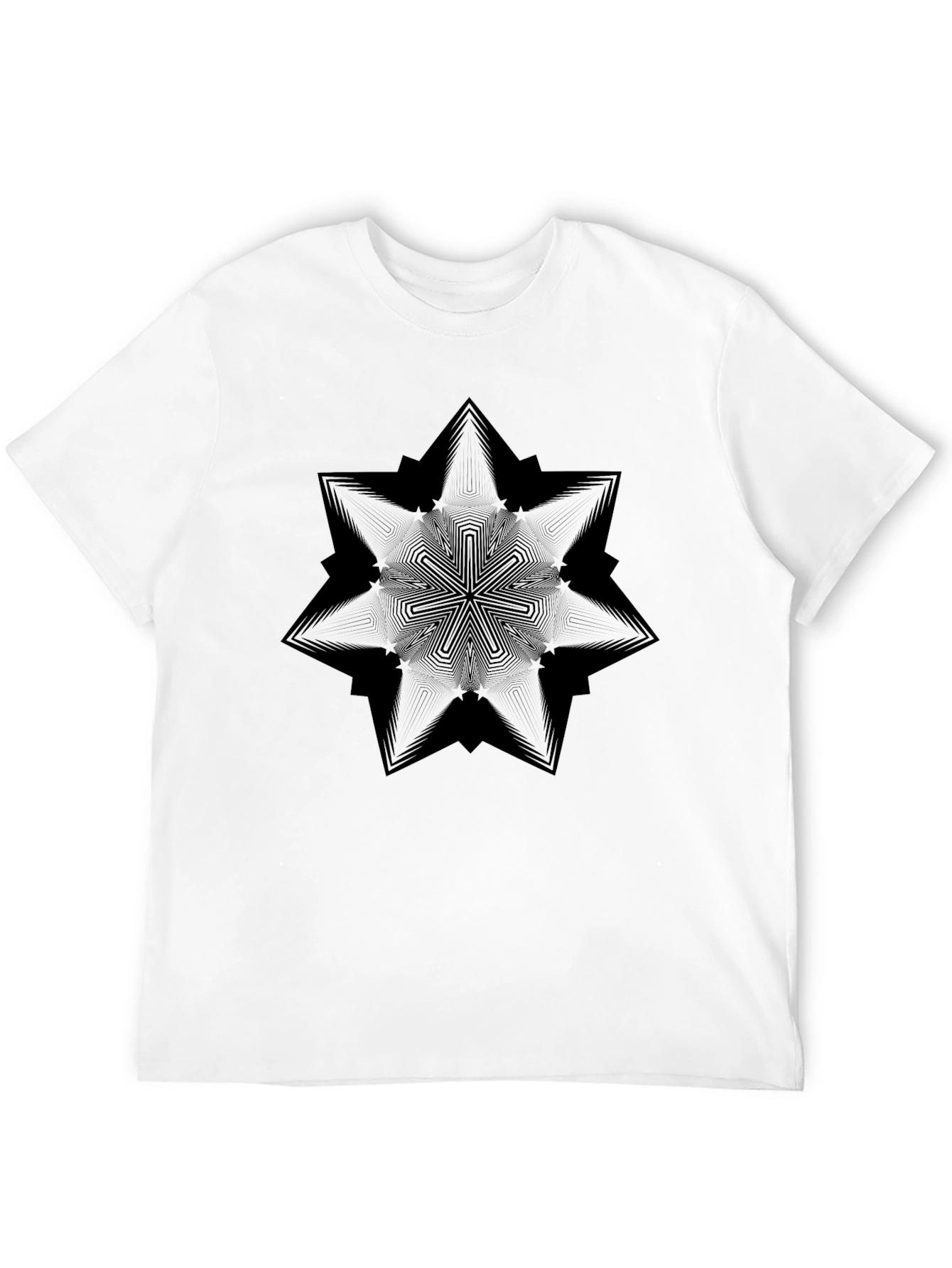Geometric Star Graphic Tee - Modern Black T-Shirt