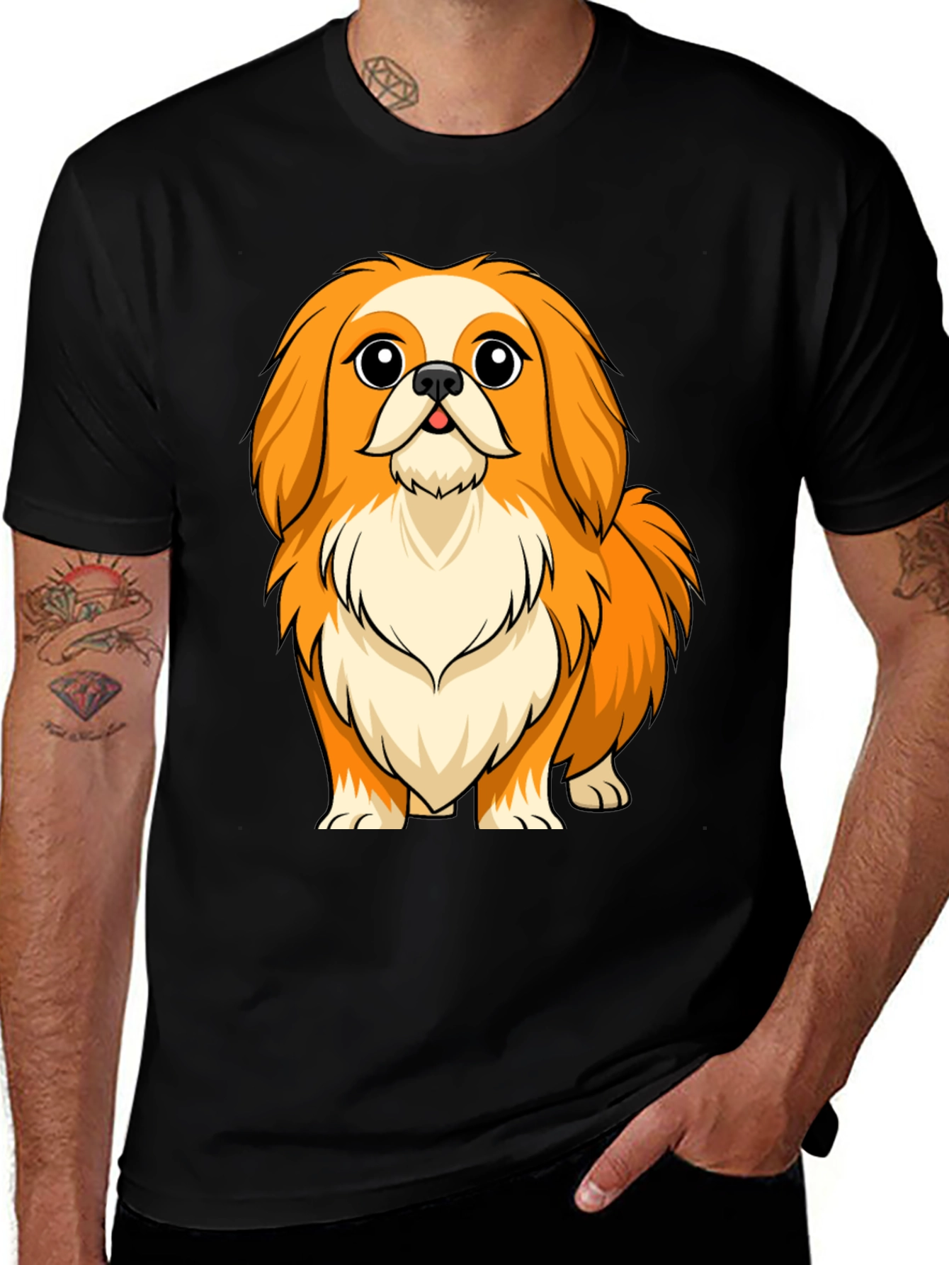 Dog Graphic Tee - Black Crew Neck