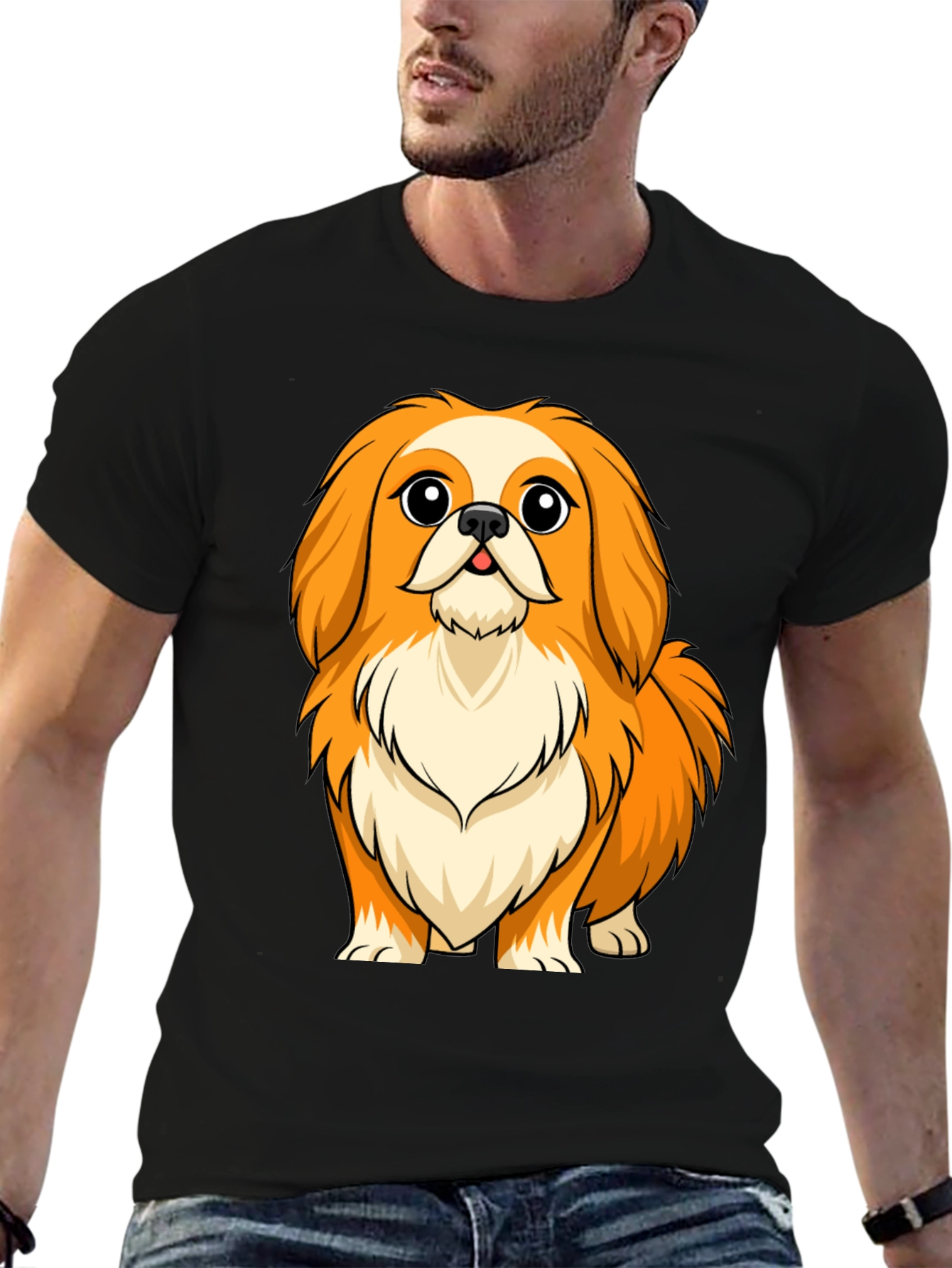 Dog Graphic Tee - Black Crew Neck