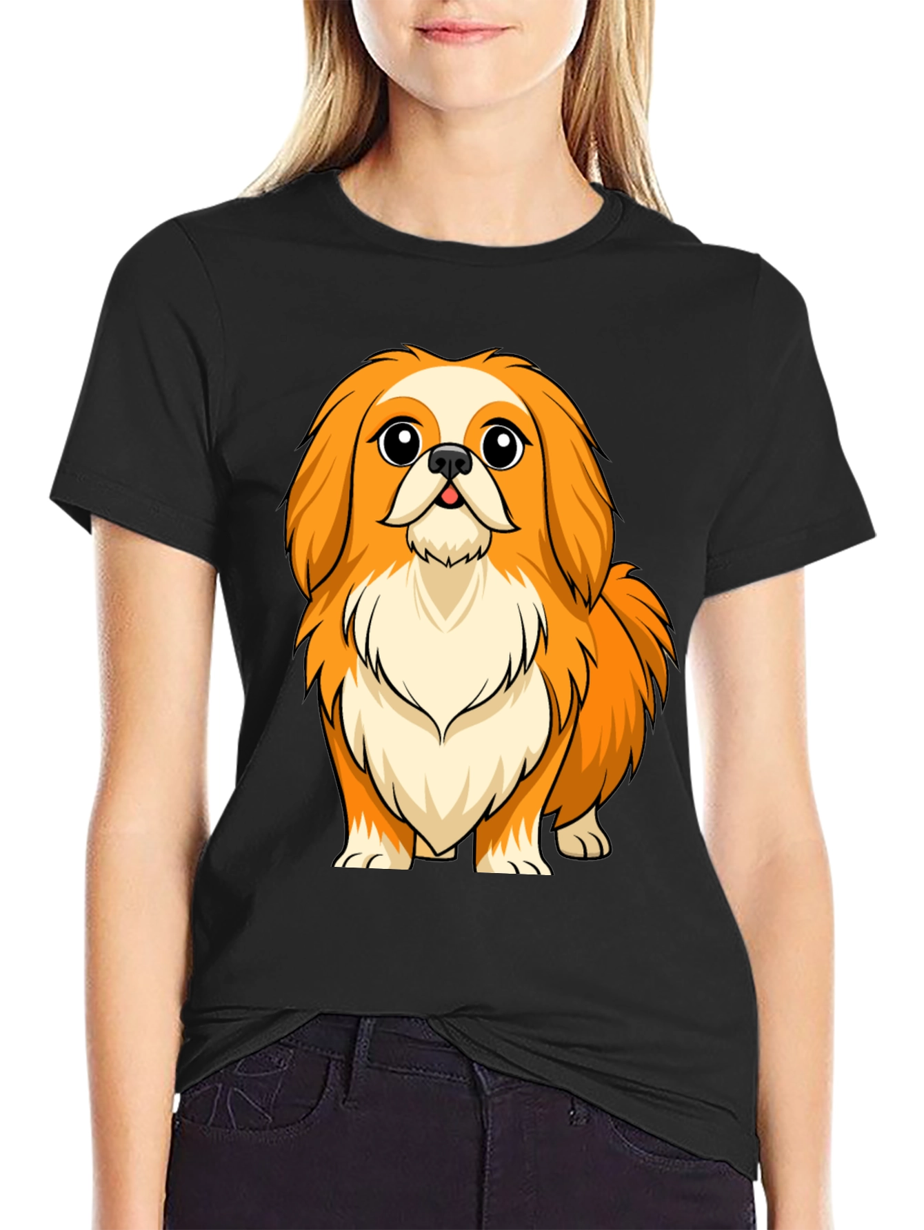 Dog Graphic Tee - Black Crew Neck