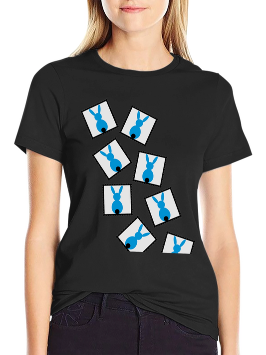 Novelty Bunny Stamp Black T-Shirt
