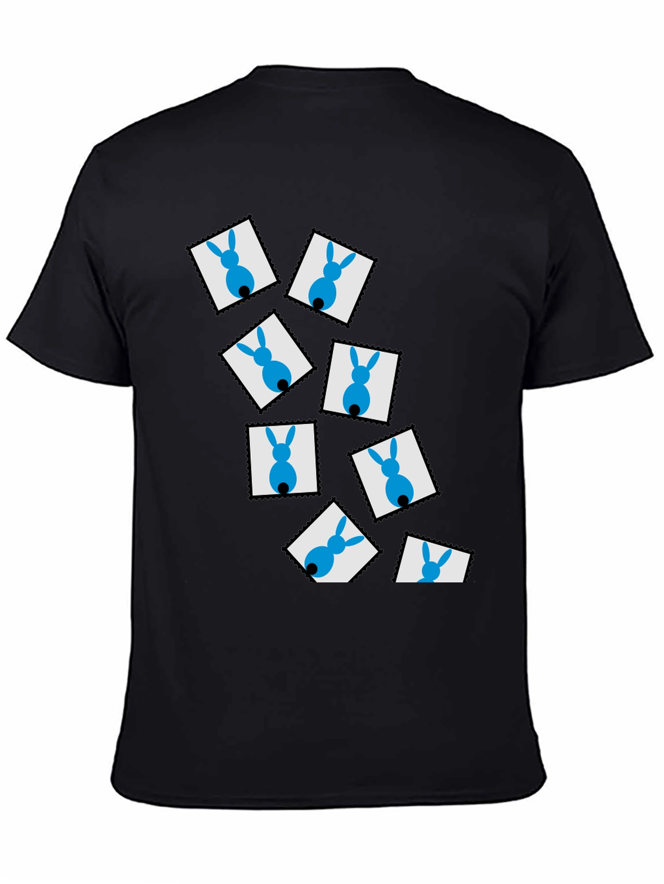 Novelty Bunny Stamp Black T-Shirt