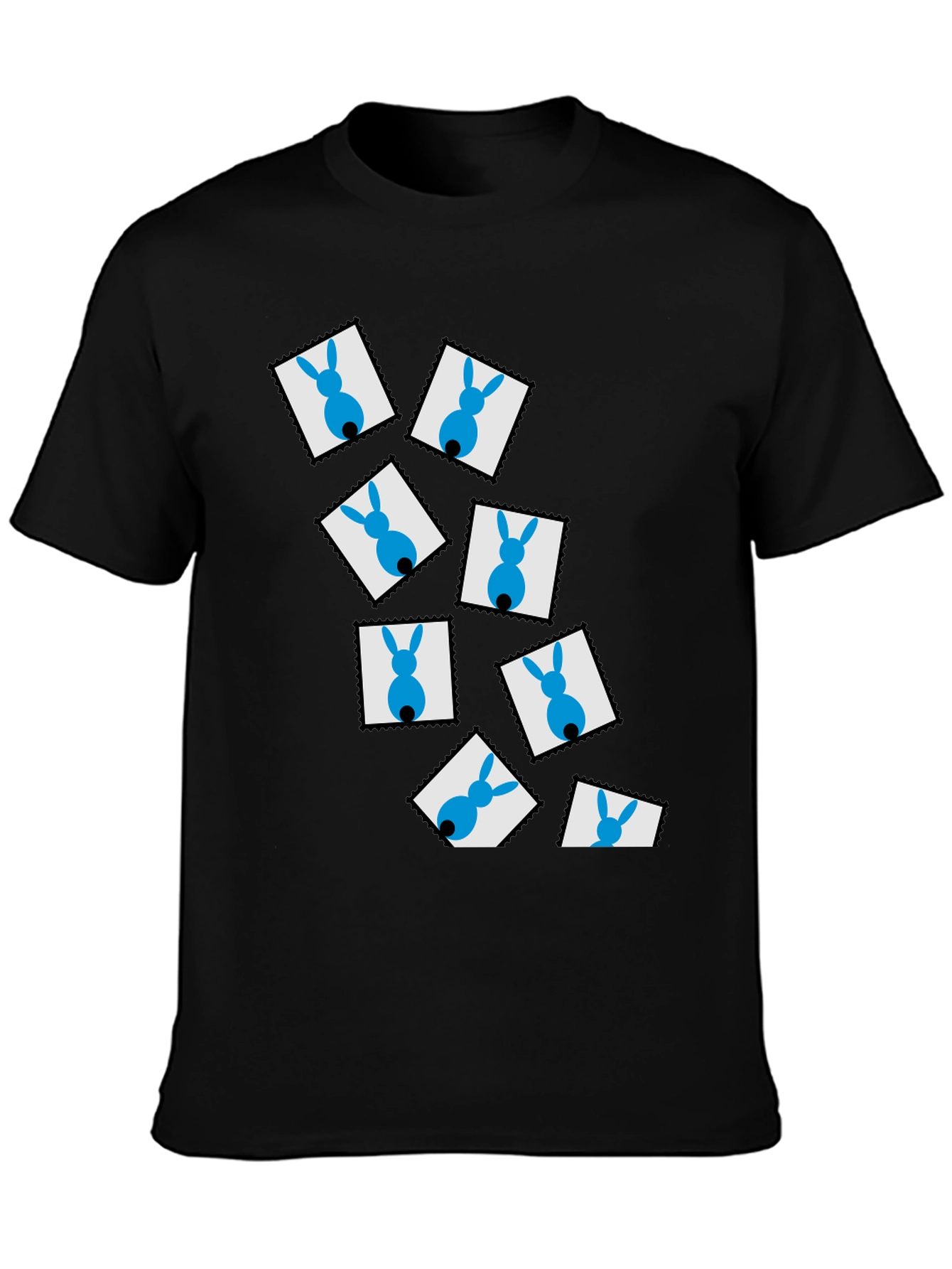 Novelty Bunny Stamp Black T-Shirt