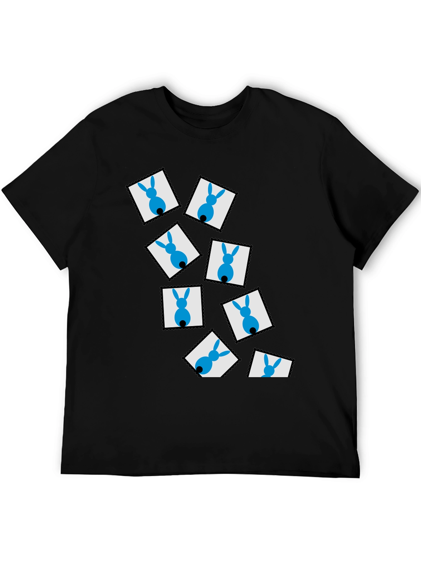 Novelty Bunny Stamp Black T-Shirt