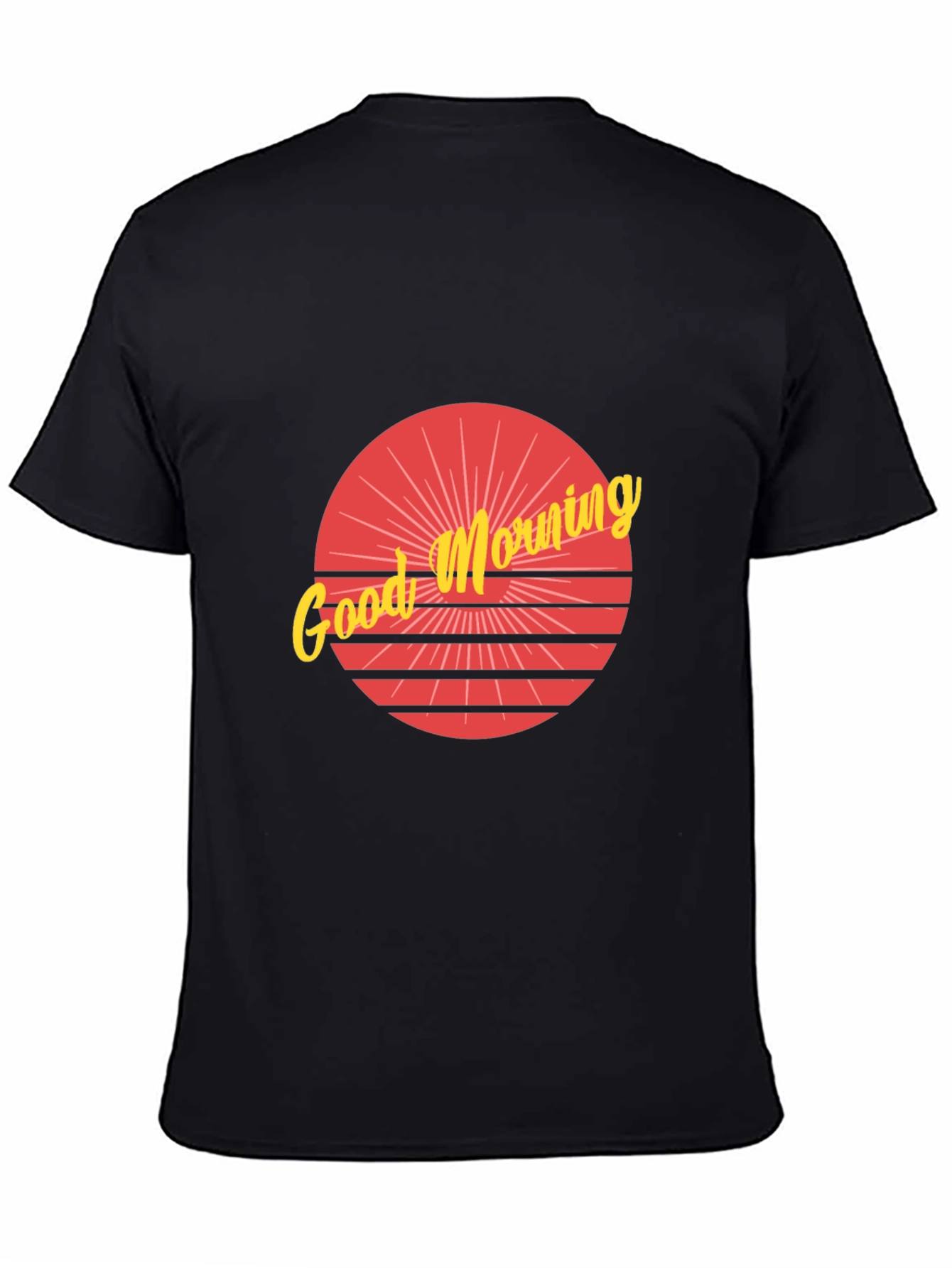 Retro Good Morning Graphic Black T-Shirt