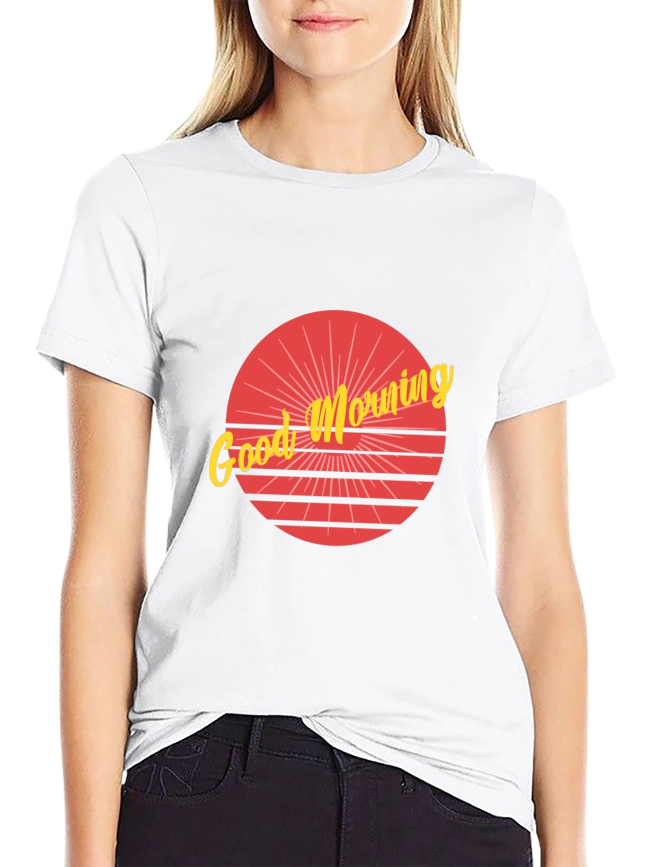 Retro Good Morning Graphic Black T-Shirt
