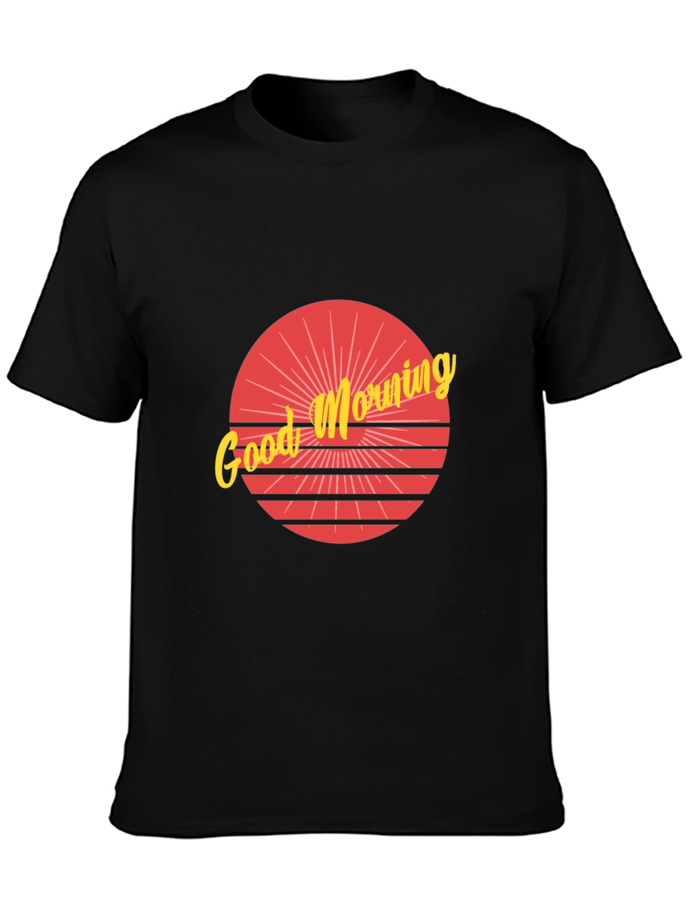 Retro Good Morning Graphic Black T-Shirt