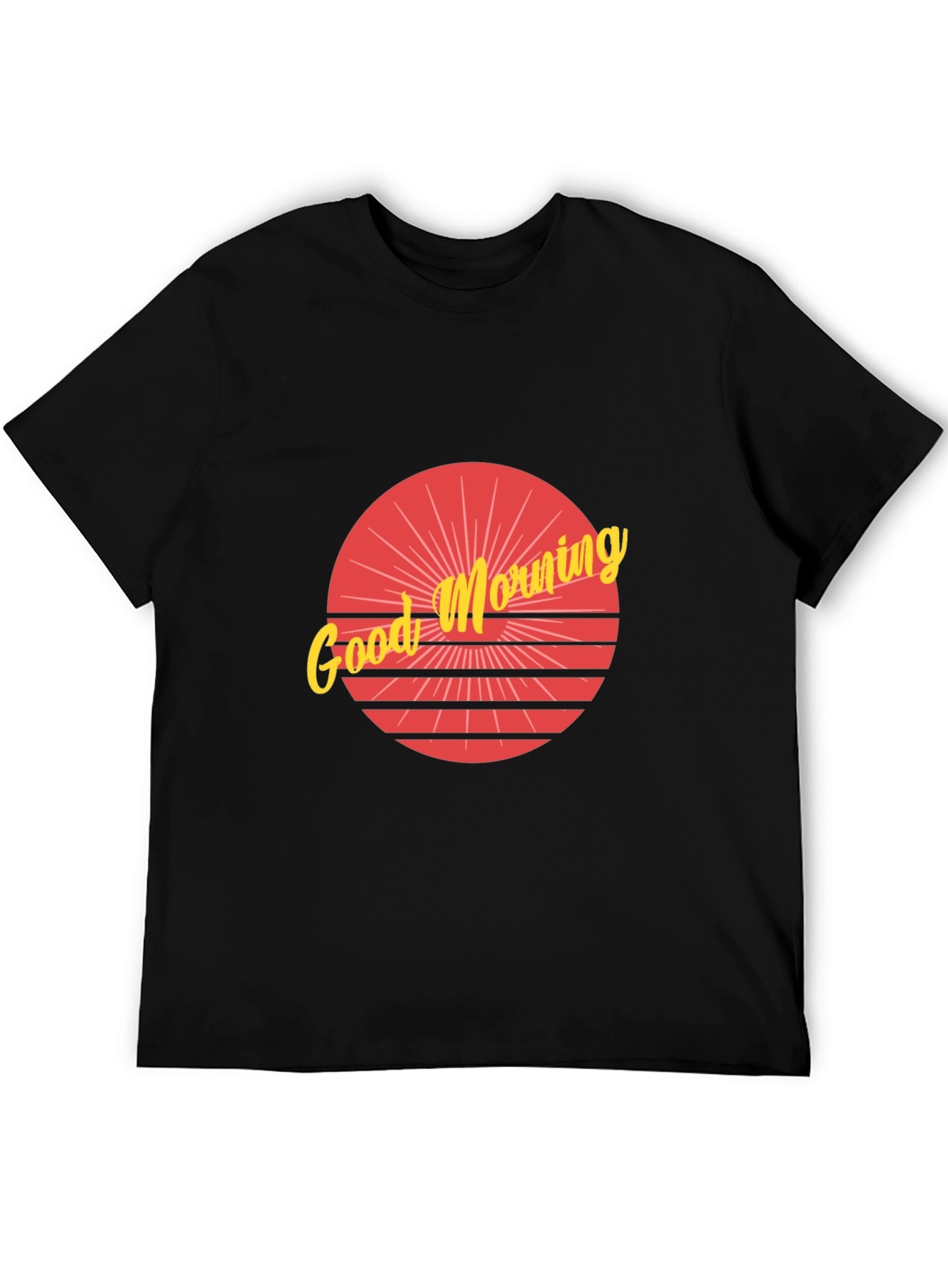 Retro Good Morning Graphic Black T-Shirt