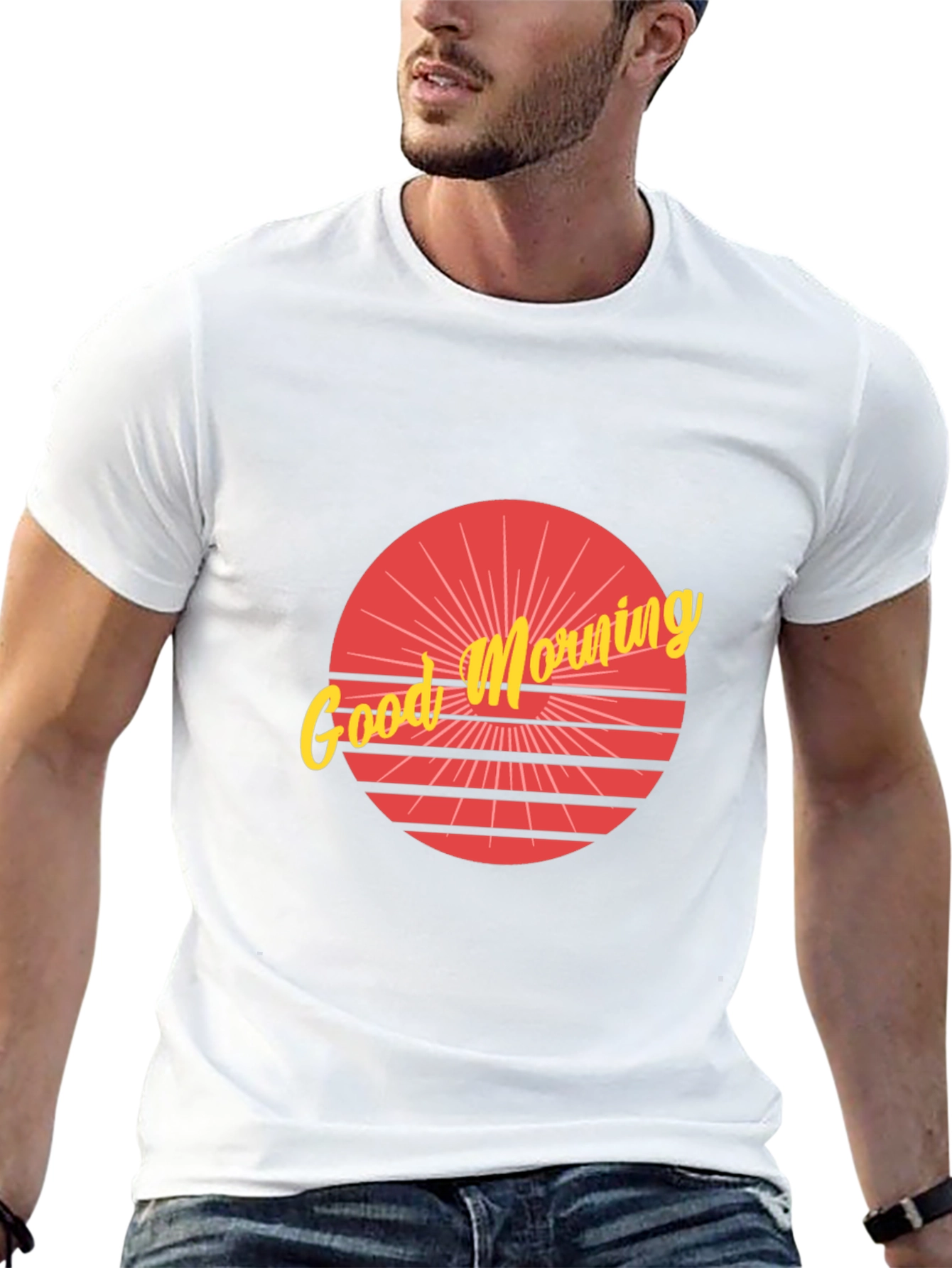 Retro Good Morning Graphic Black T-Shirt