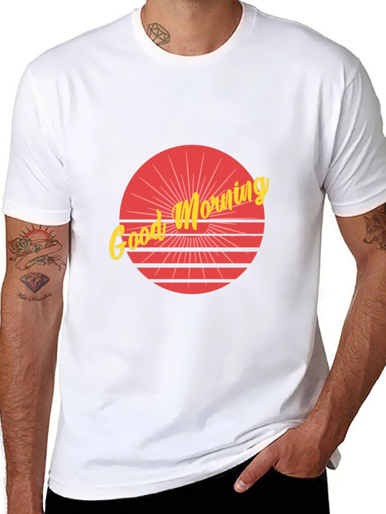 Retro Good Morning Graphic Black T-Shirt