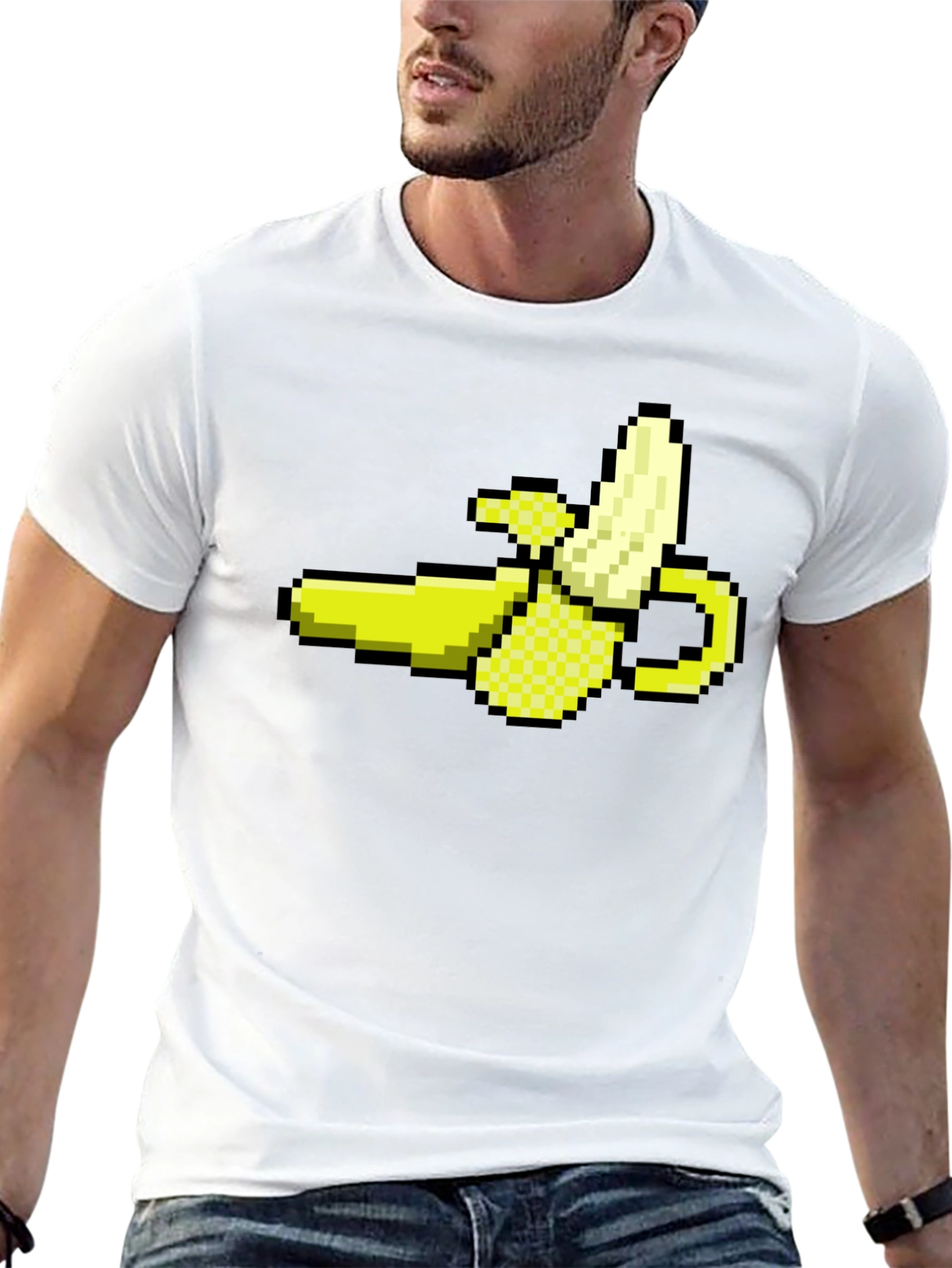Pixel Banana Black T-Shirt - Gamer Style!