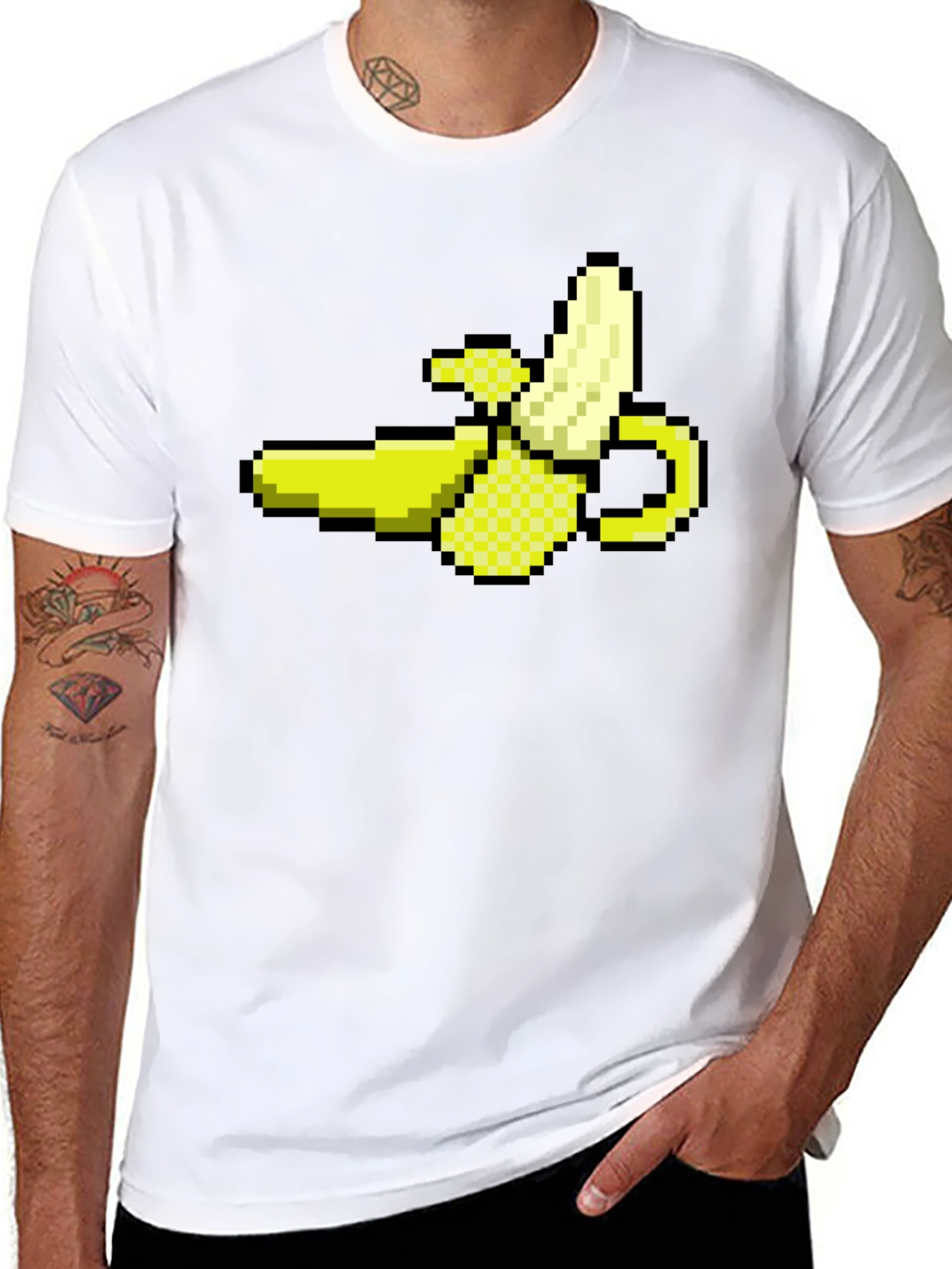 Pixel Banana Black T-Shirt - Gamer Style!