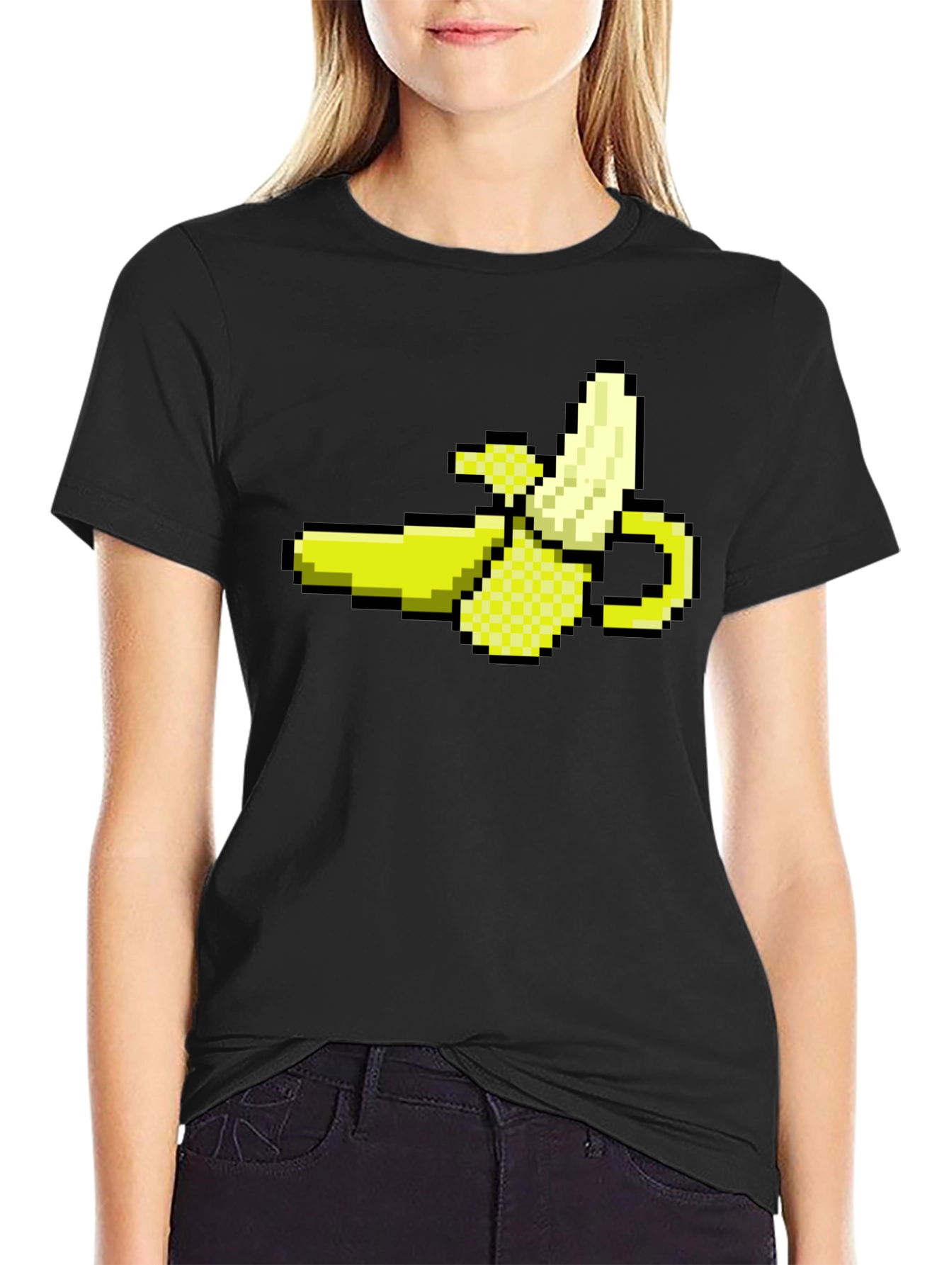 Pixel Banana Black T-Shirt - Gamer Style!