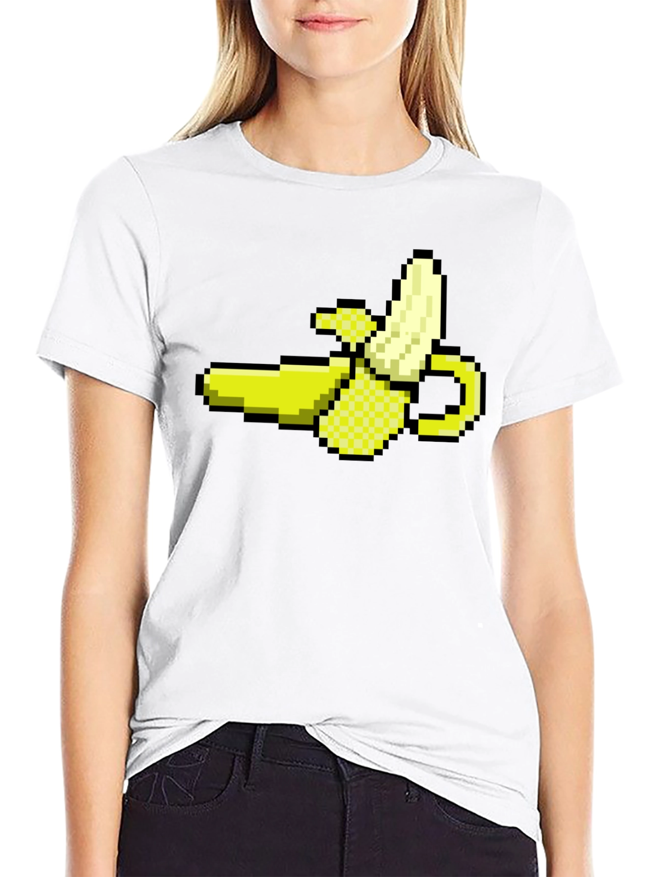 Pixel Banana Black T-Shirt - Gamer Style!