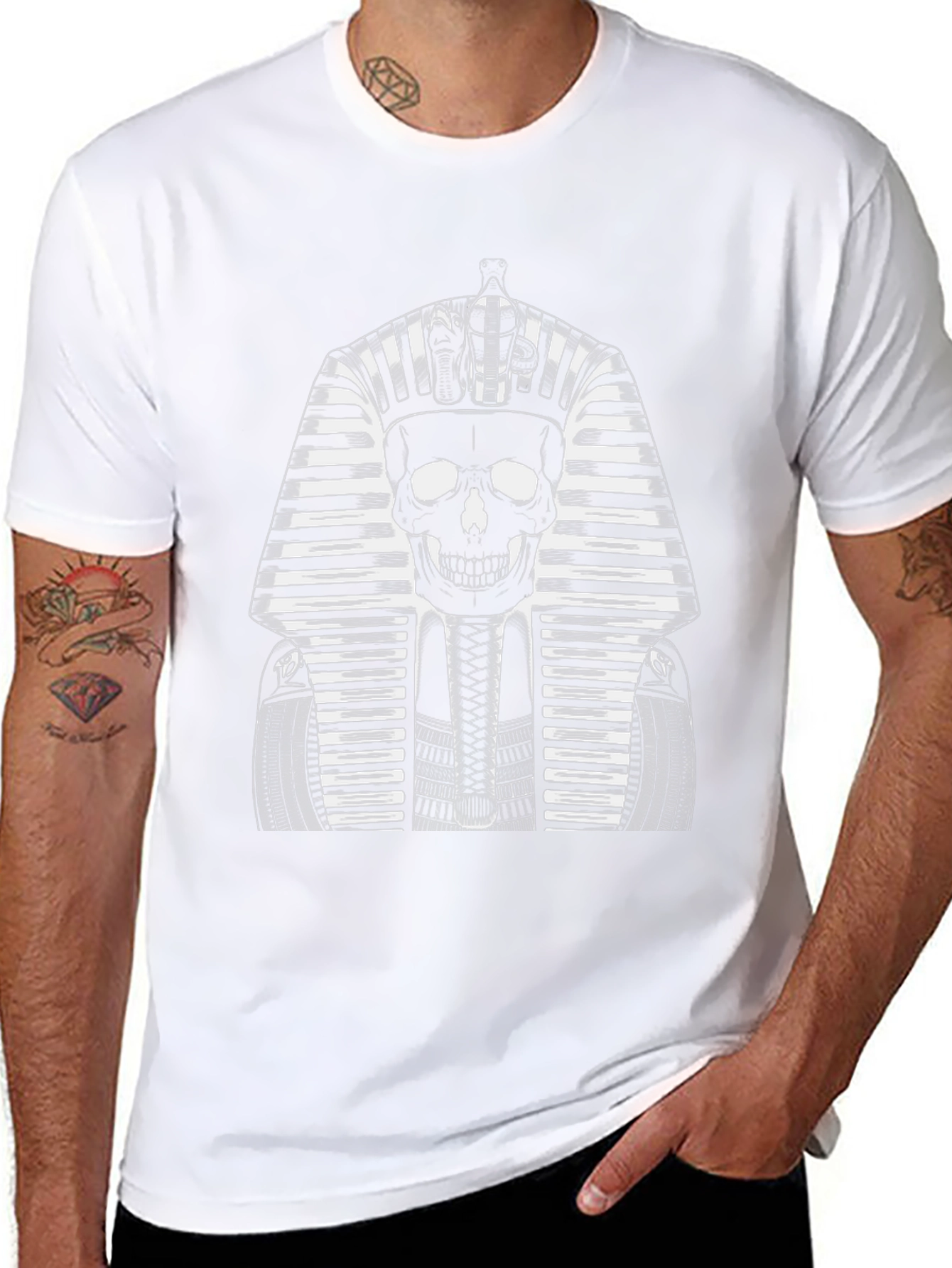 Skull Pharaoh Graphic Tee - Black Cotton T-Shirt