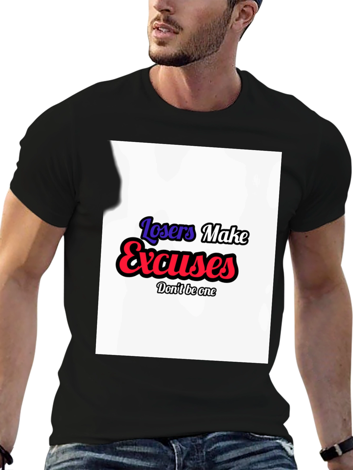 Losers Make Excuses Graphic Tee - Black