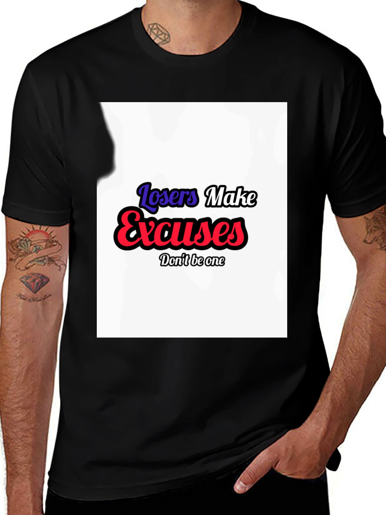 Losers Make Excuses Graphic Tee - Black