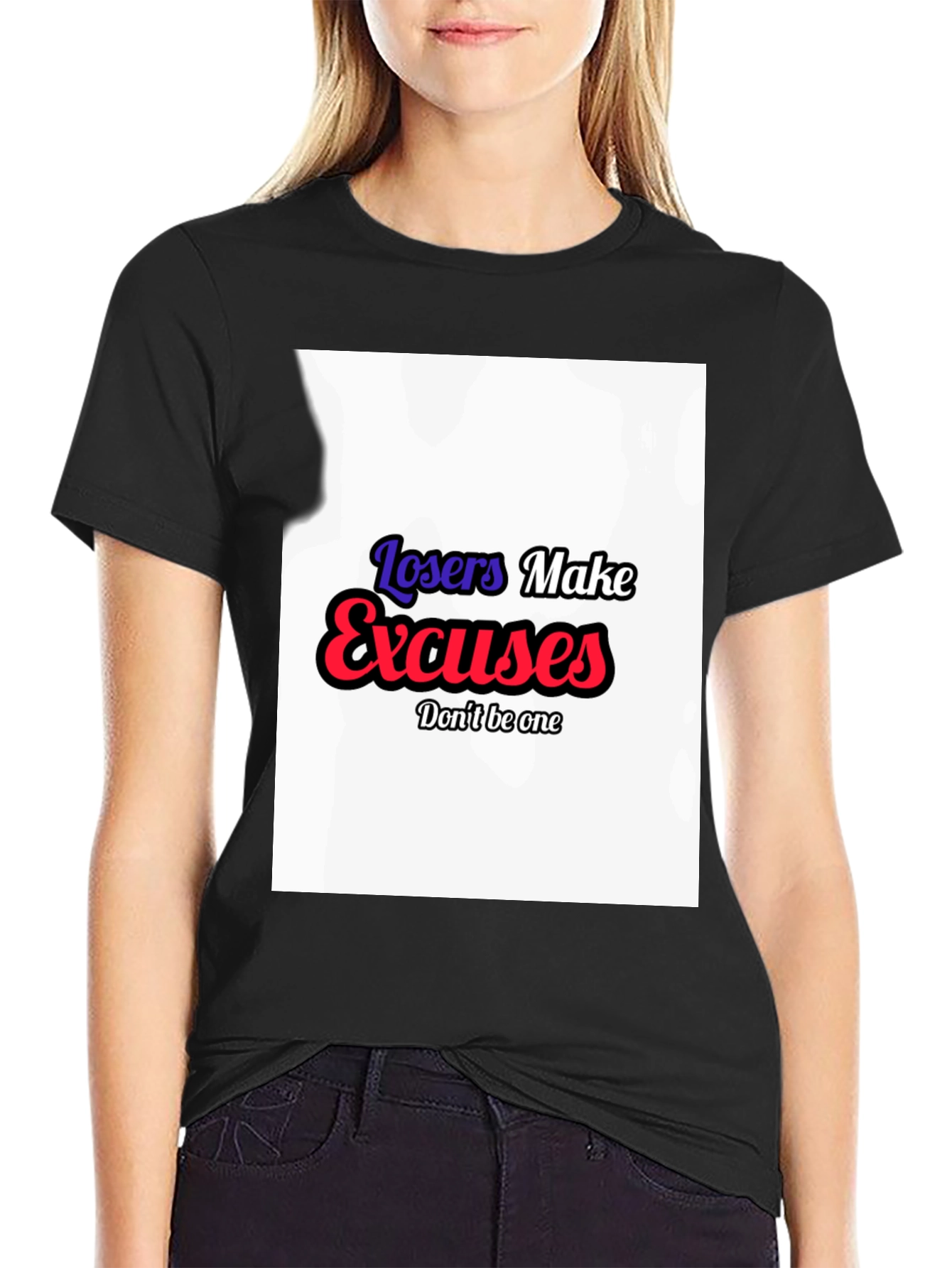 Losers Make Excuses Graphic Tee - Black
