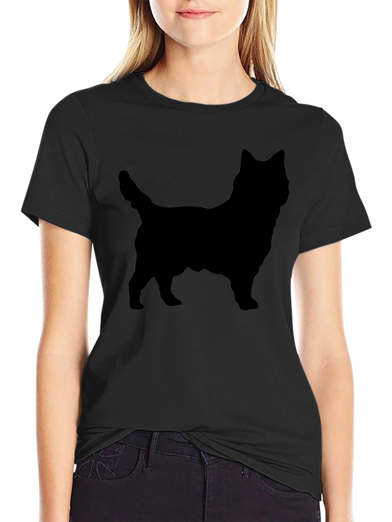 Dog Silhouette Black T-Shirt - Casual Wear