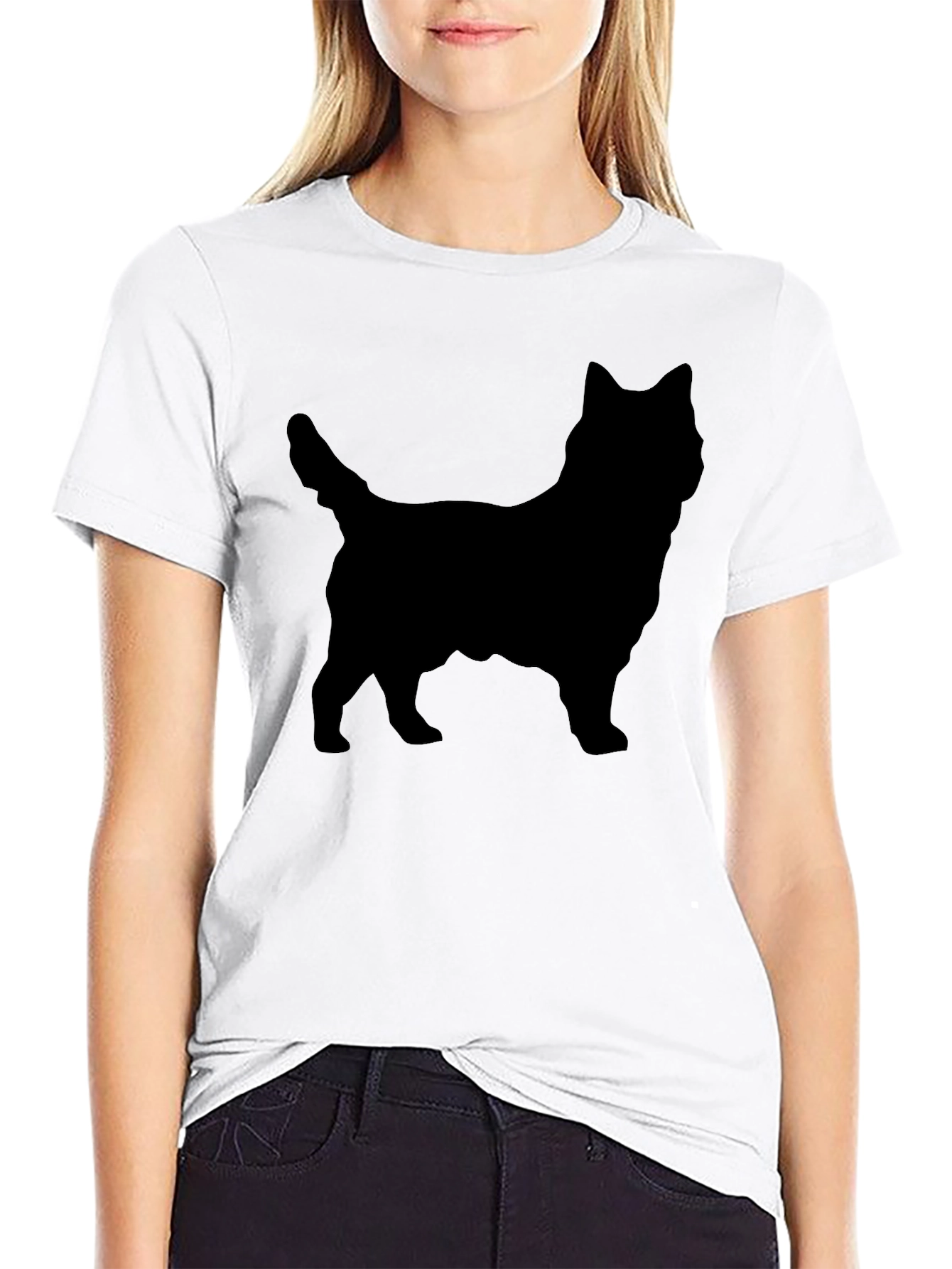 Dog Silhouette Black T-Shirt - Casual Wear