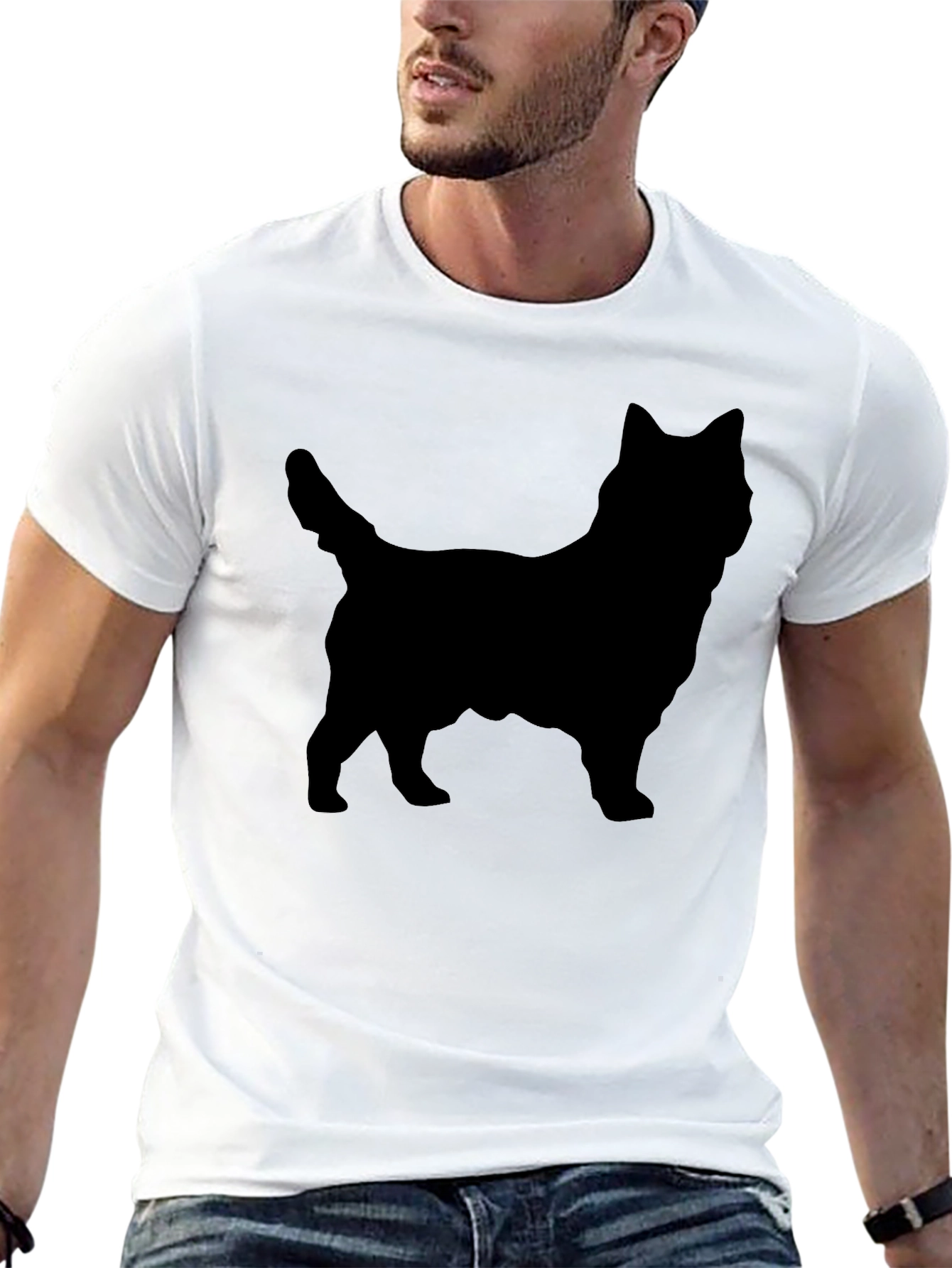 Dog Silhouette Black T-Shirt - Casual Wear