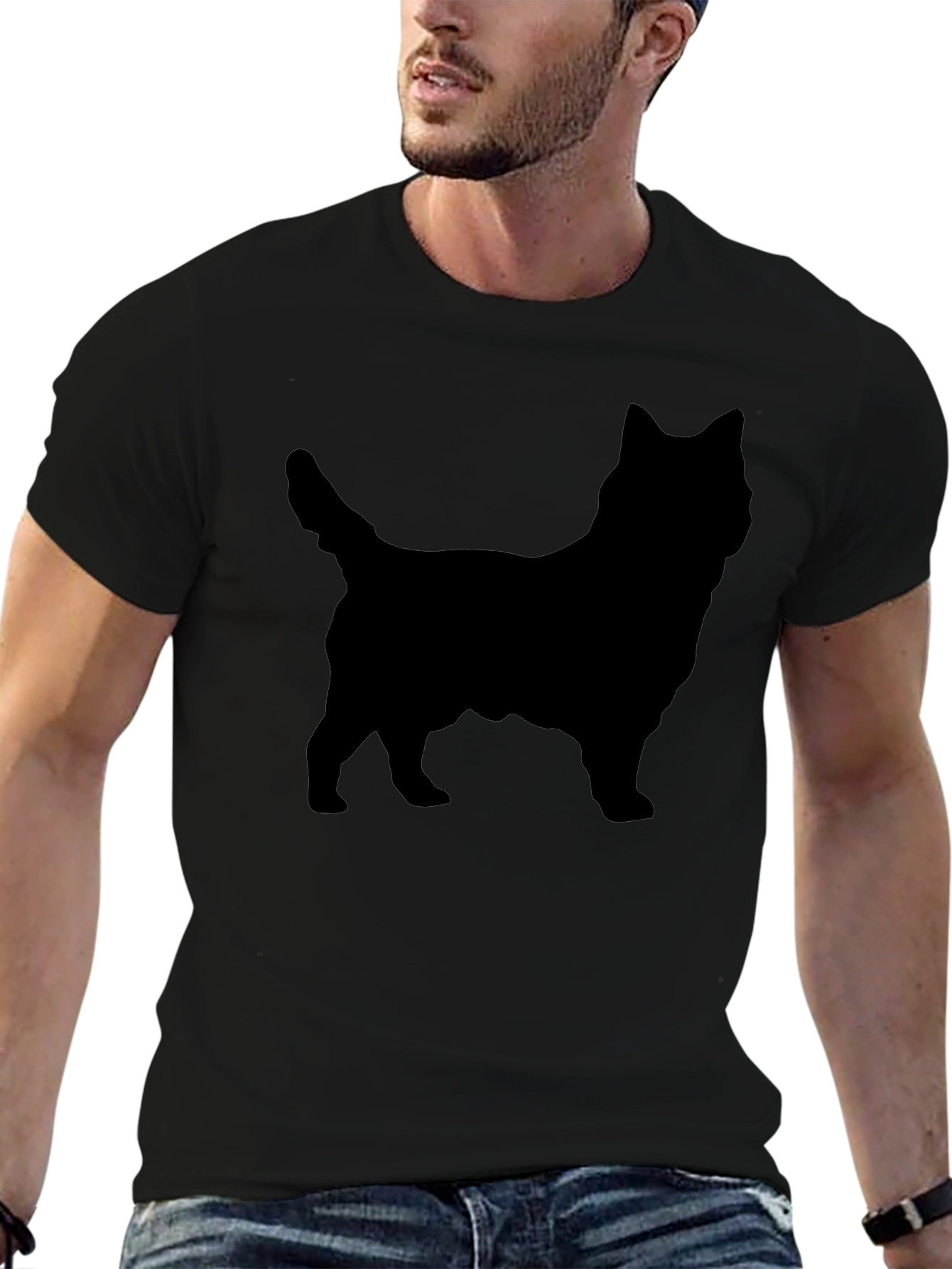 Dog Silhouette Black T-Shirt - Casual Wear