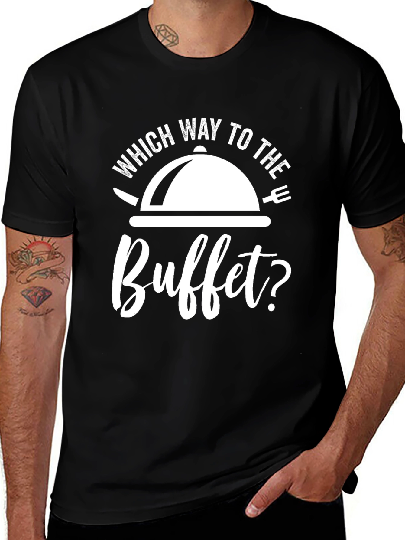 Which Way To The Buffet T-Shirt - Black Tee
