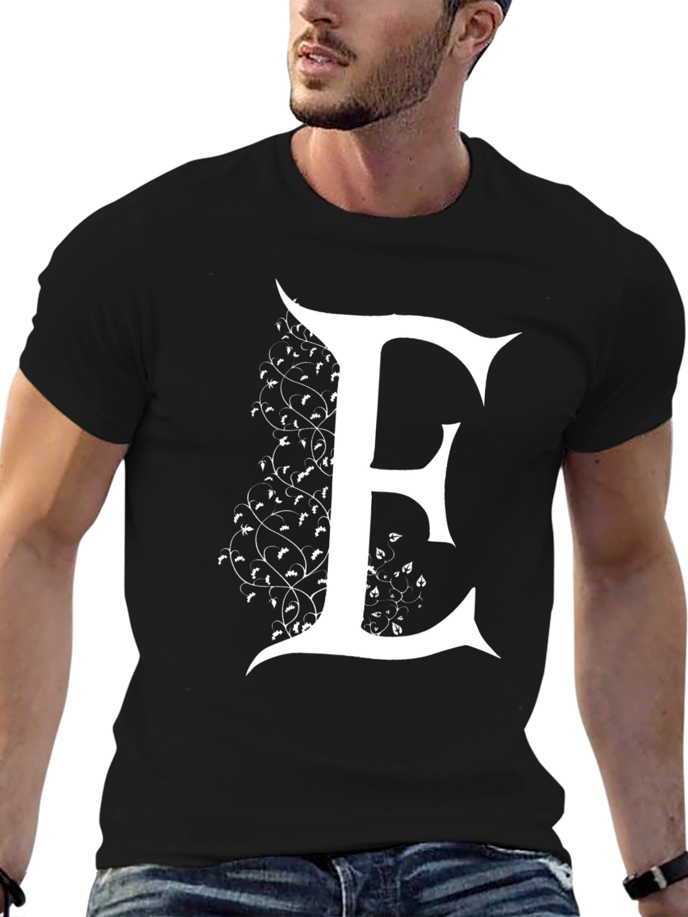 Letter E Floral Design T-Shirt