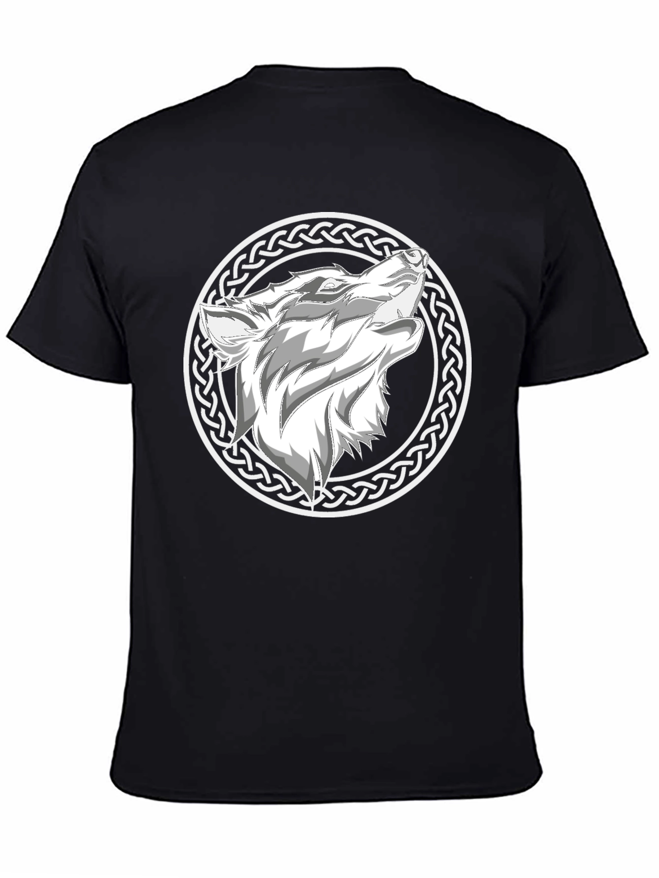 Wolf Head Celtic Knot Design Black T-Shirt