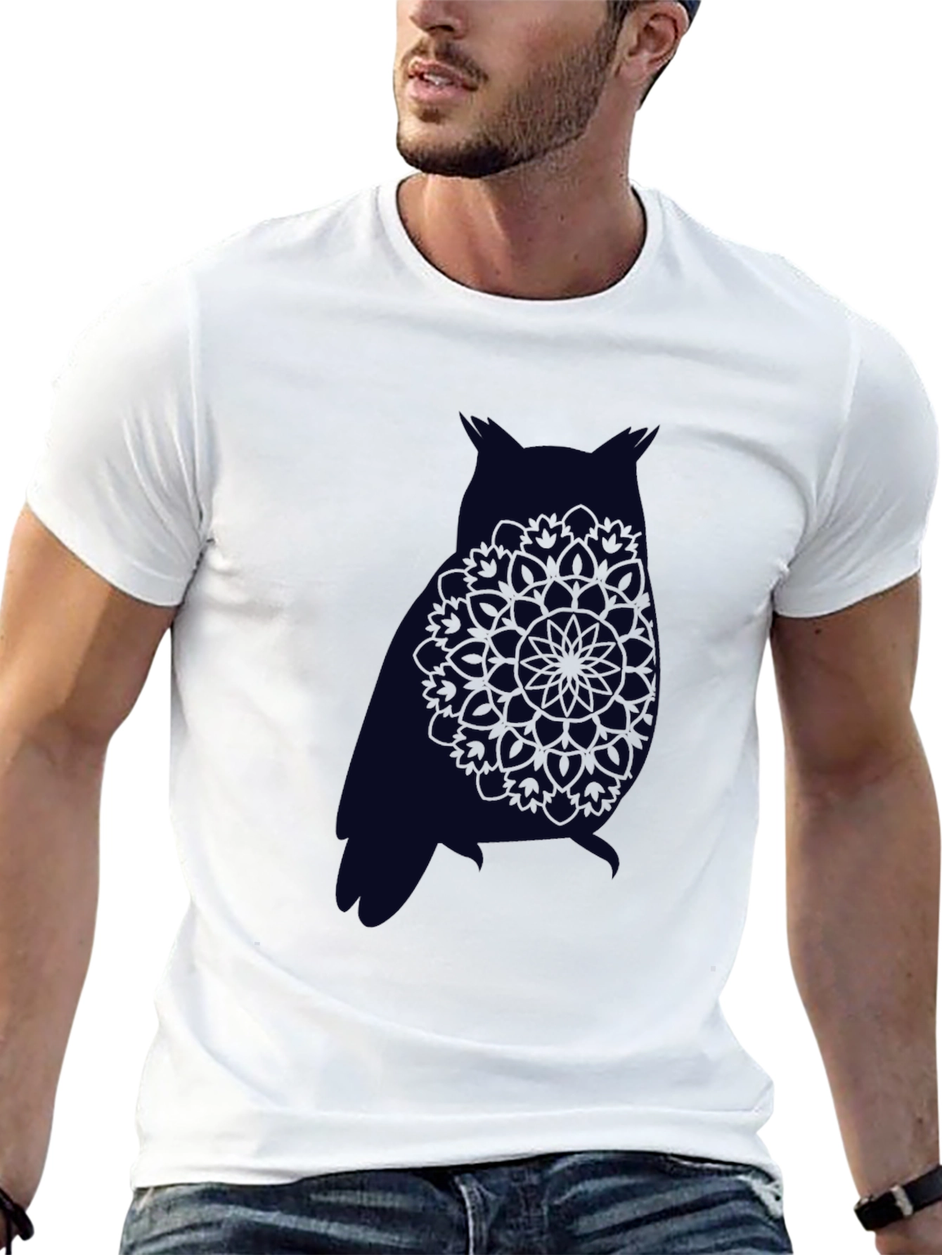 Owl Mandala Graphic Tee - Mens Black T-Shirt