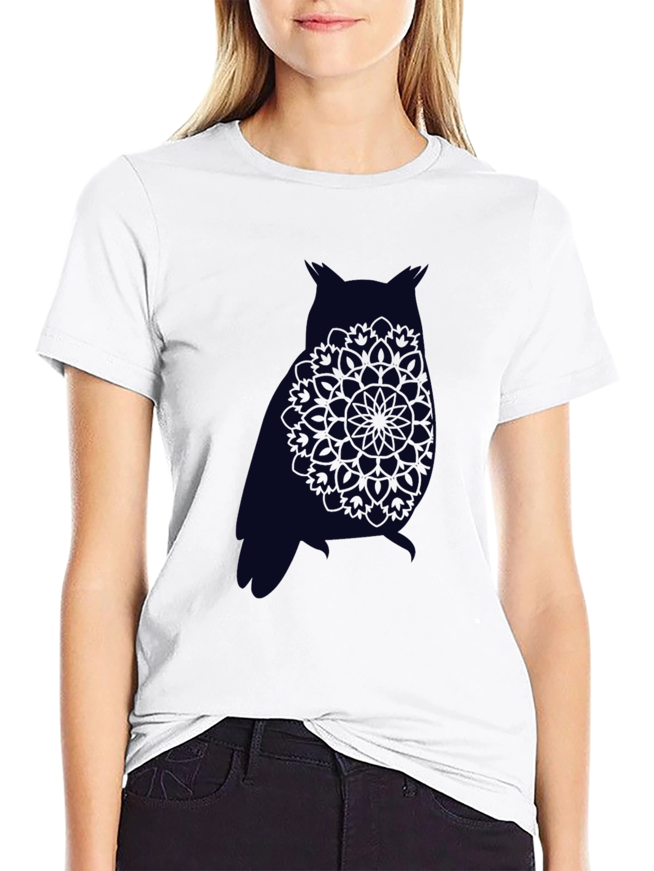 Owl Mandala Graphic Tee - Mens Black T-Shirt