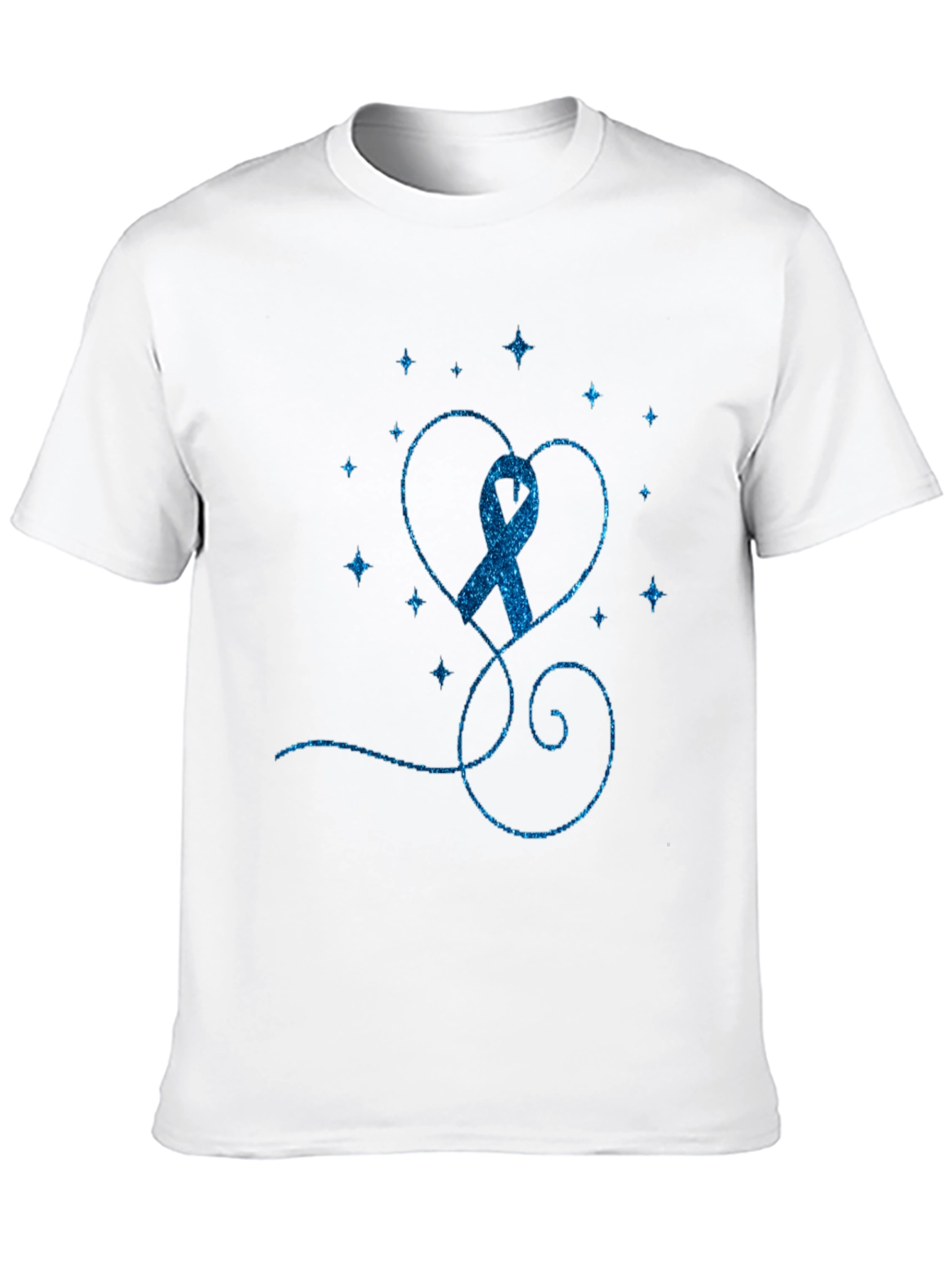 Blue Ribbon Heart Graphic Tee - Awareness Shirt