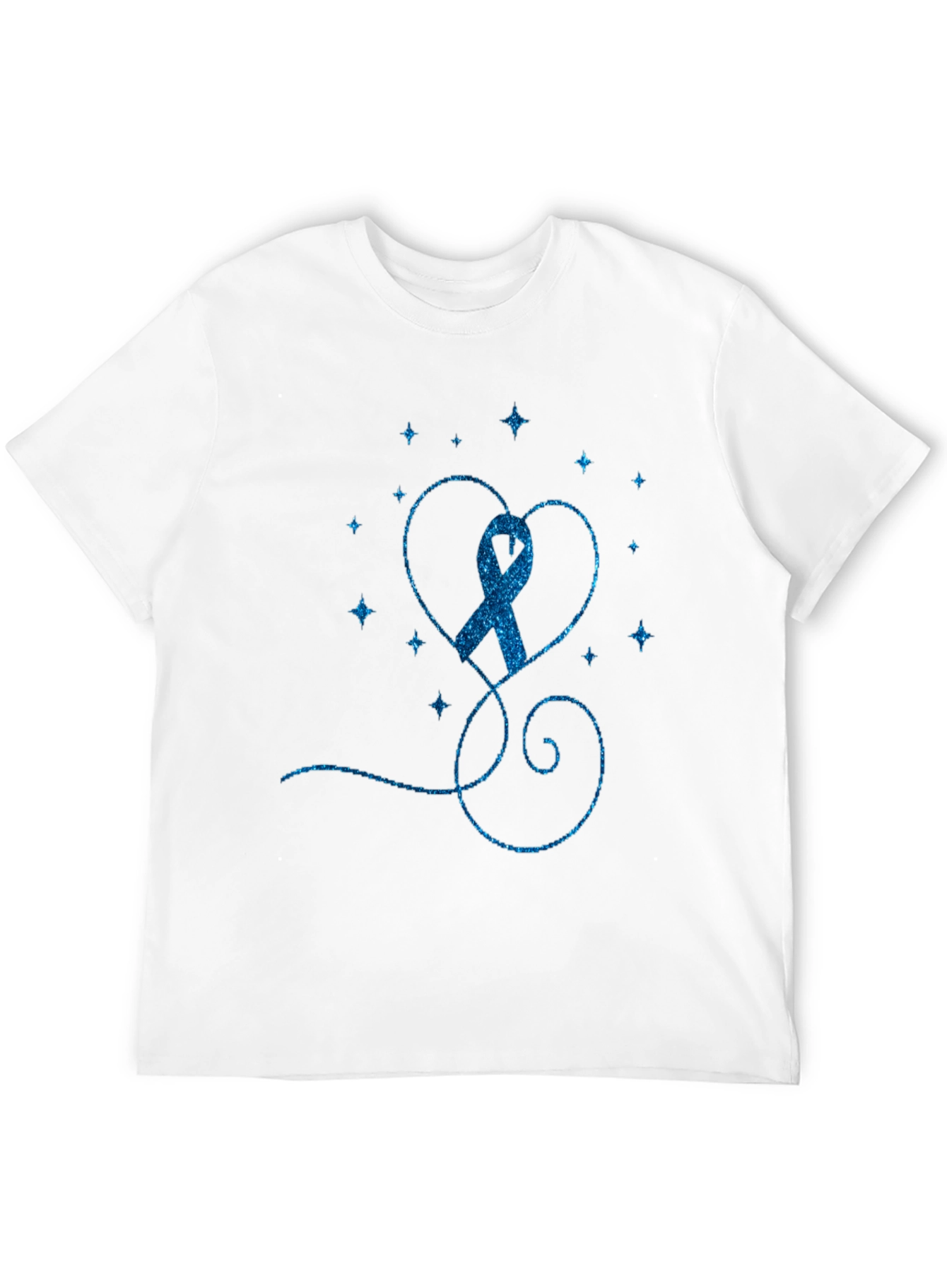 Blue Ribbon Heart Graphic Tee - Awareness Shirt