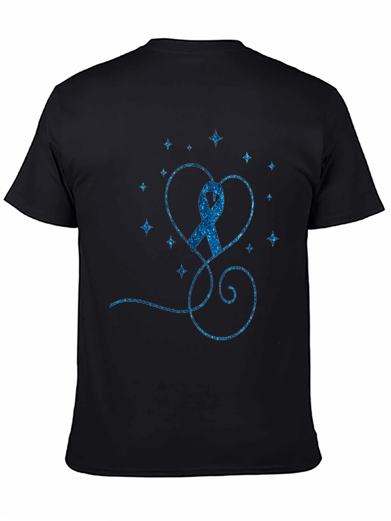 Blue Ribbon Heart Graphic Tee - Awareness Shirt