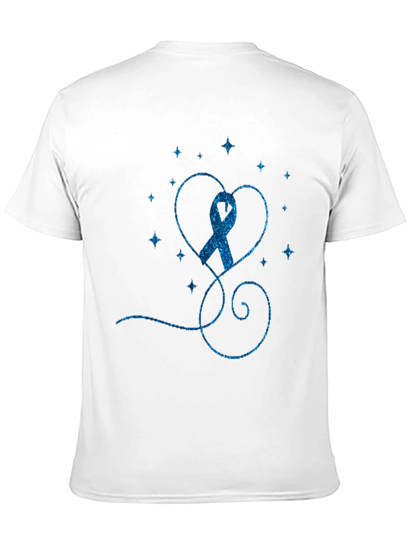 Blue Ribbon Heart Graphic Tee - Awareness Shirt