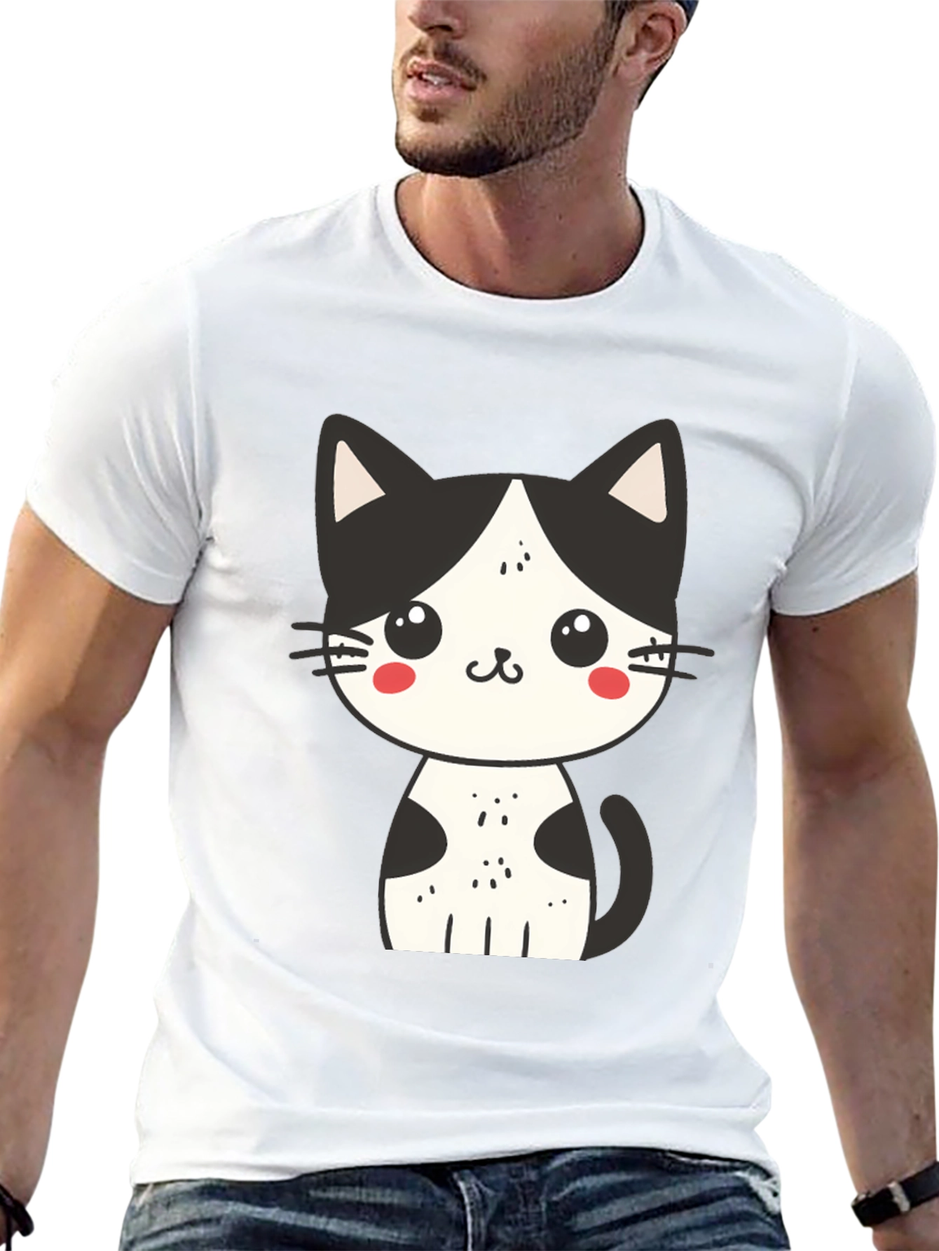 Cute Cat Graphic Tee - Unisex Black T-Shirt