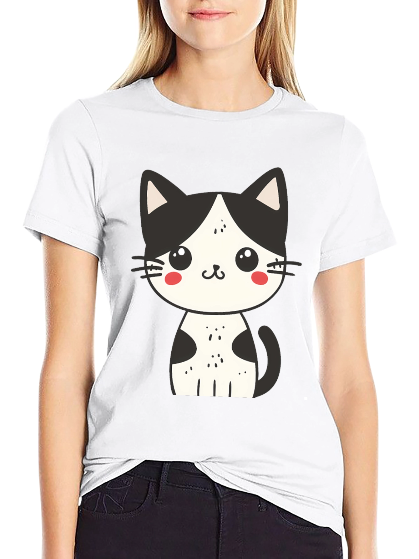 Cute Cat Graphic Tee - Unisex Black T-Shirt