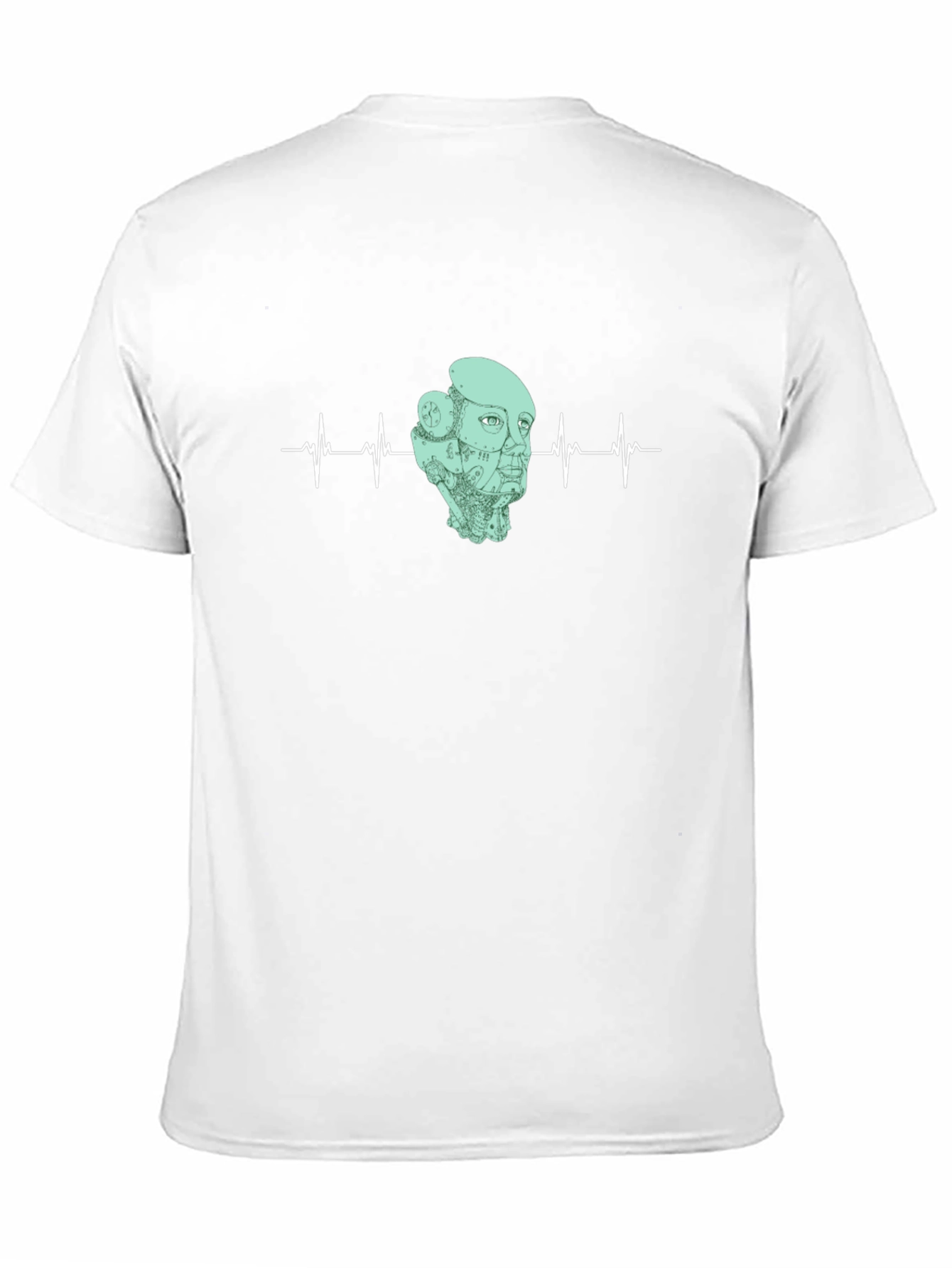 Robot Headbeat Graphic Tee - Black Cotton T-Shirt
