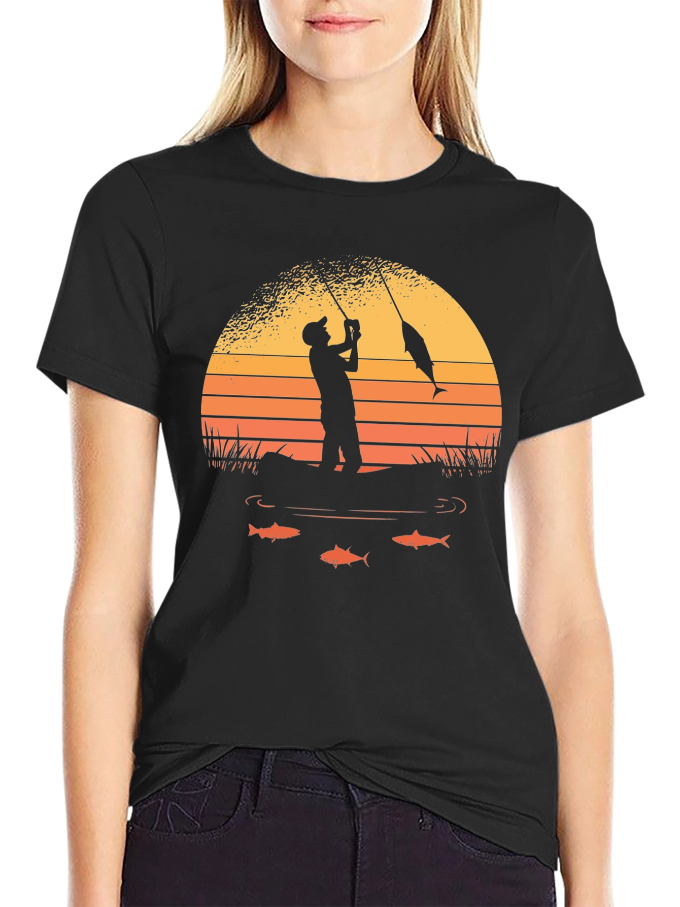 Fishing Sunset Graphic Tee