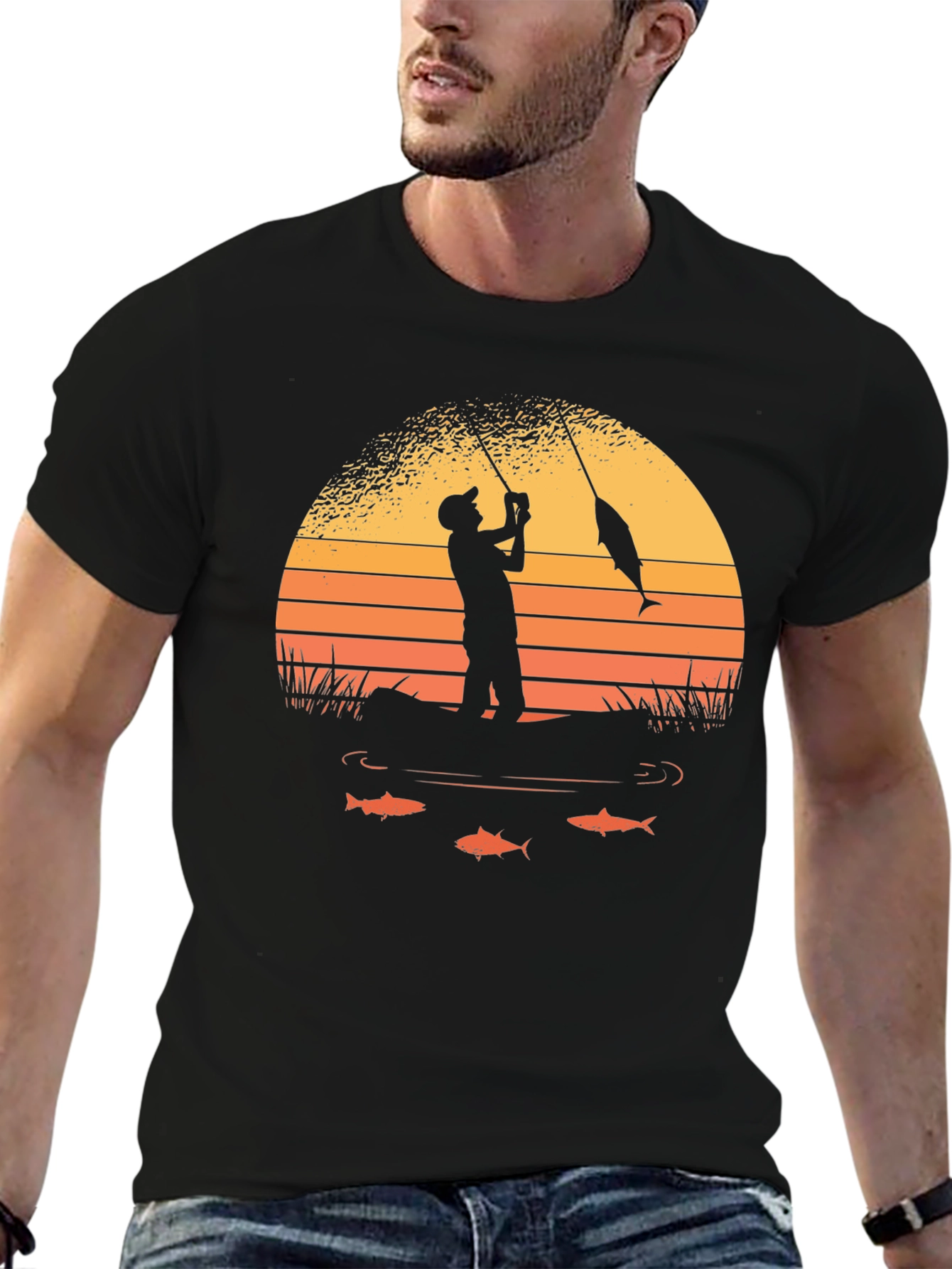 Fishing Sunset Graphic Tee
